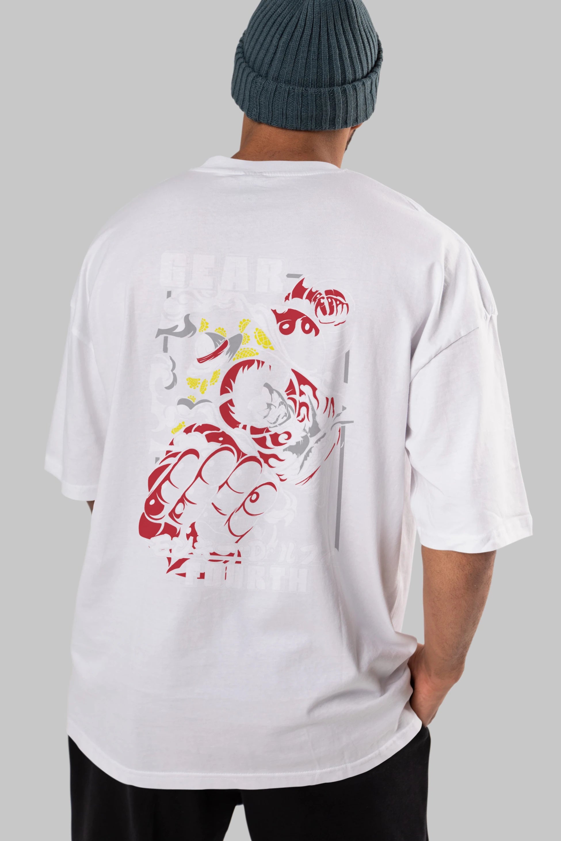 LUFFY gear fourth Anime Arka Baskılı Oversize t-shirt Erkek Kadın Unisex