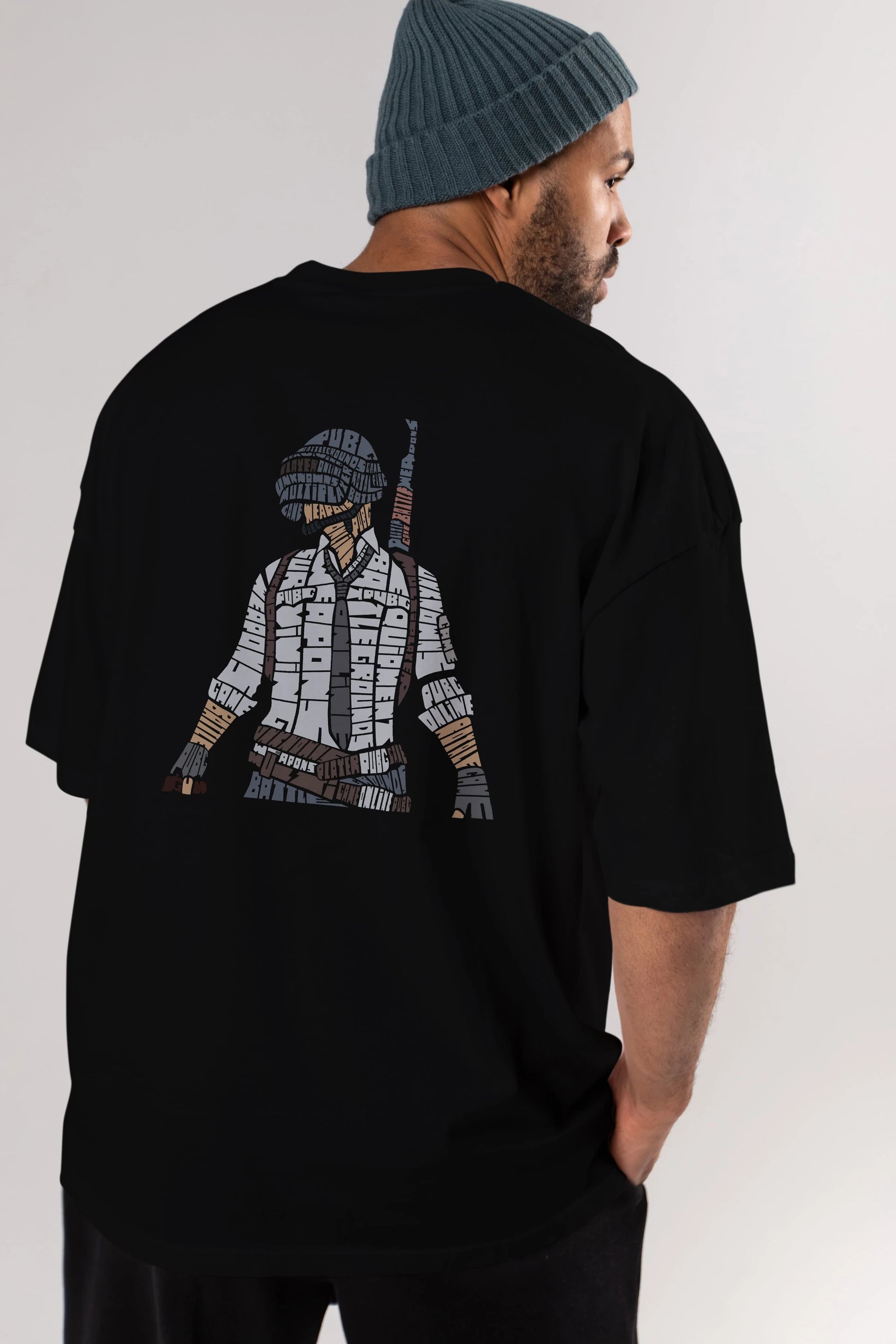 Pubg Arka Baskılı Oversize t-shirt %100 pamuk Erkek Kadın Unisex