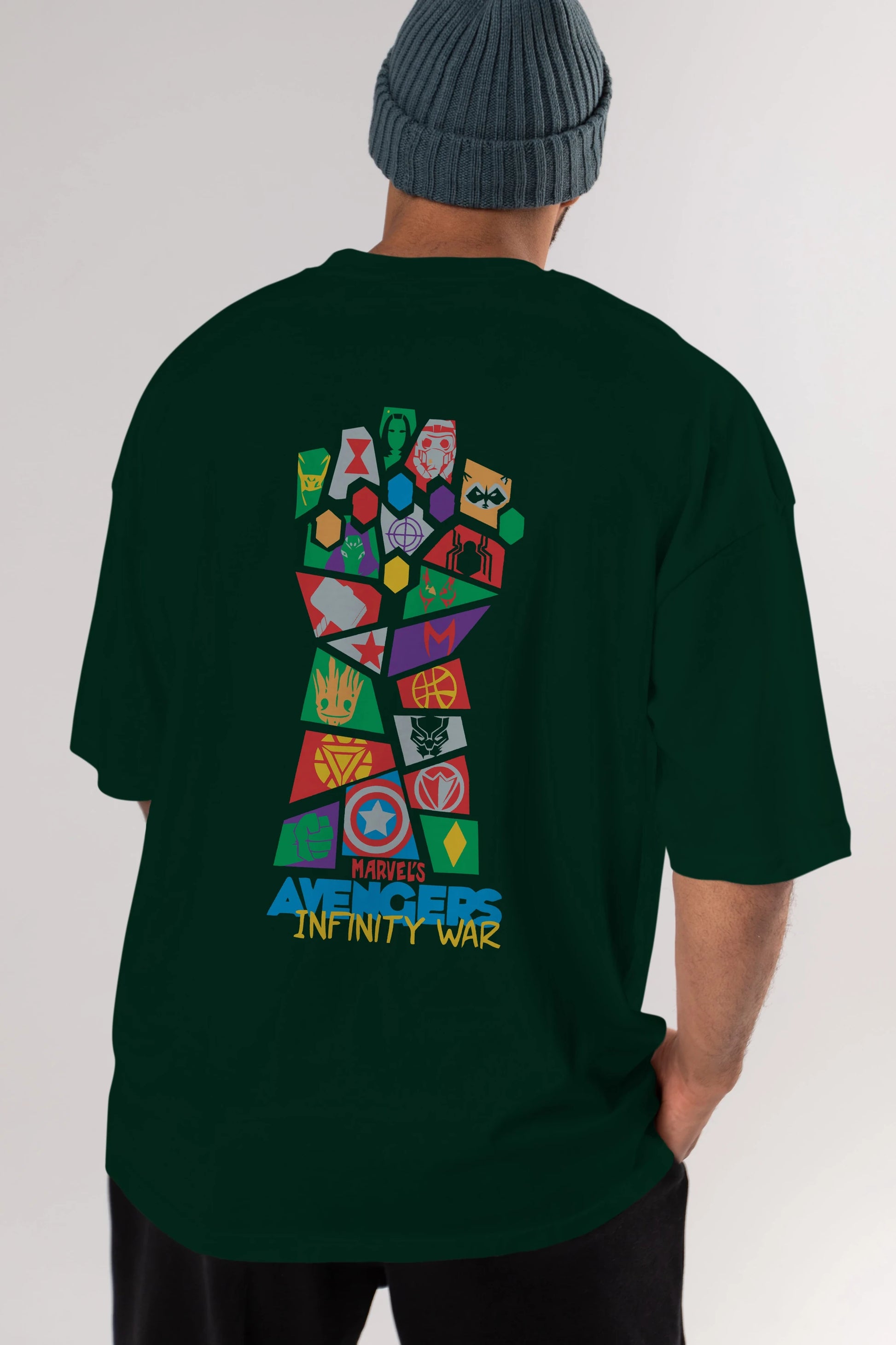 The Avengers Arka Baskılı Oversize t-shirt Erkek Kadın Unisex %100 Pamuk Bisiklet Yaka tişort