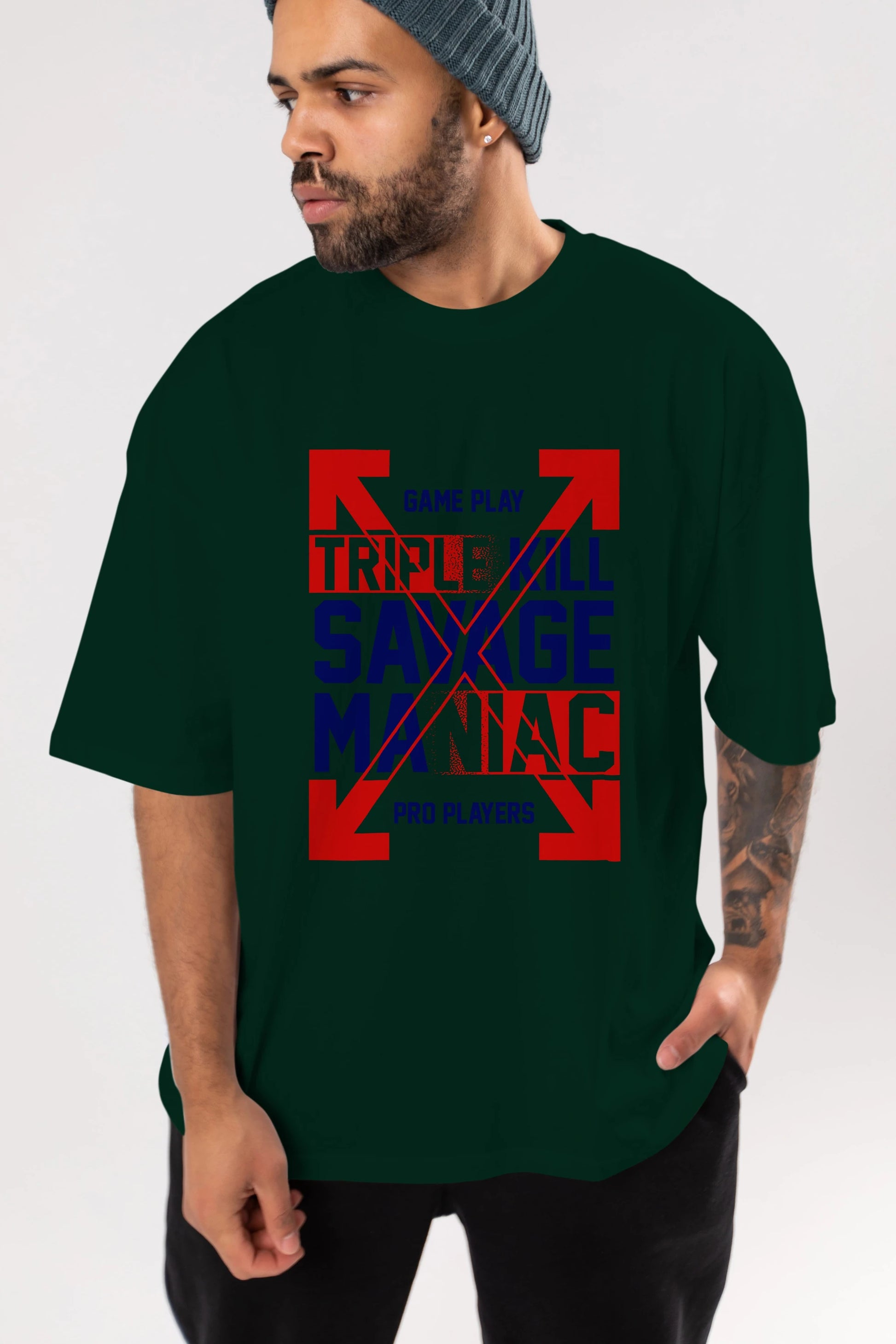 Kill Savage Ön Baskılı Oversize t-shirt Erkek Kadın Unisex