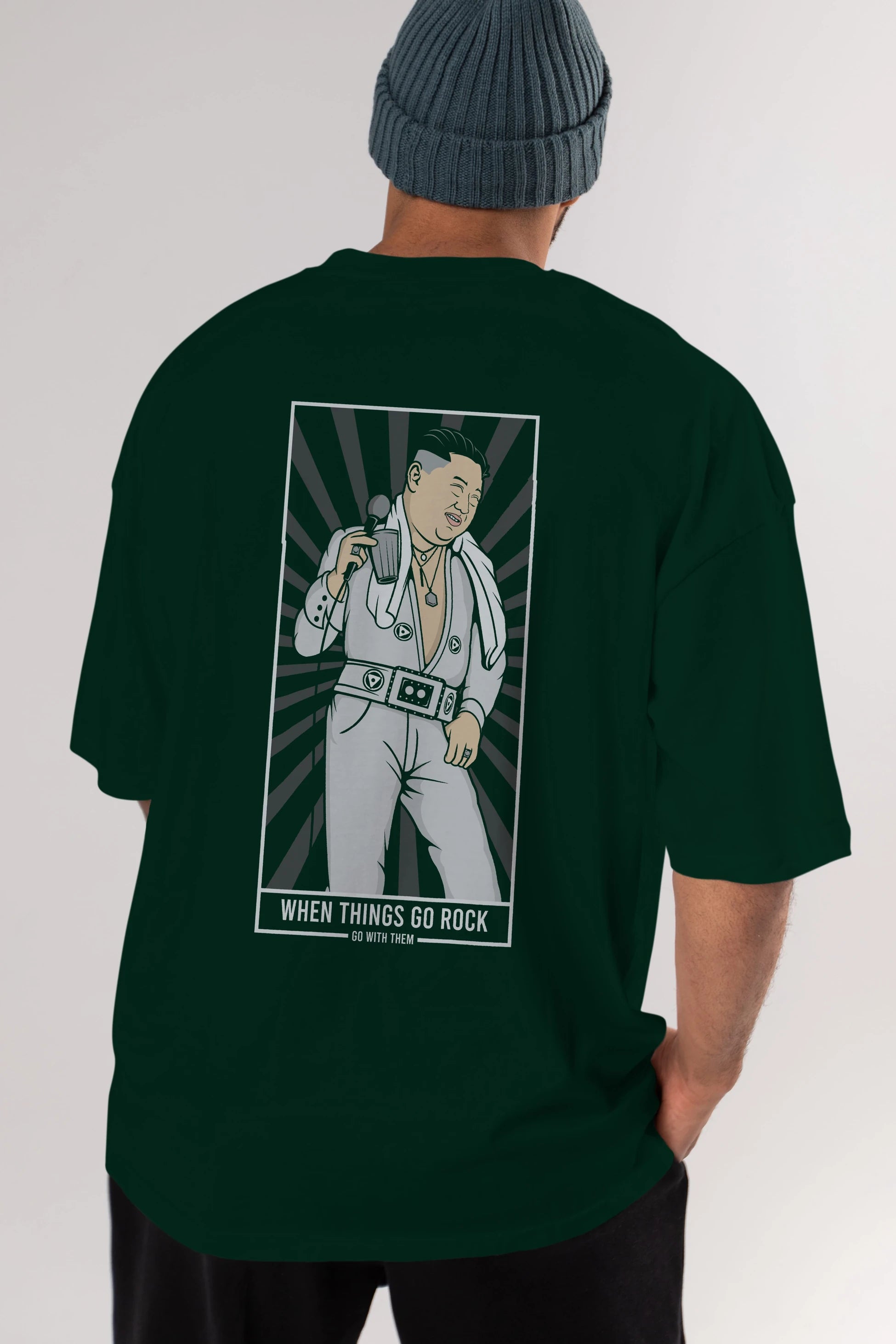 Kim Elvis Arka Baskılı Oversize t-shirt Erkek Kadın Unisex %100 Pamuk tişort