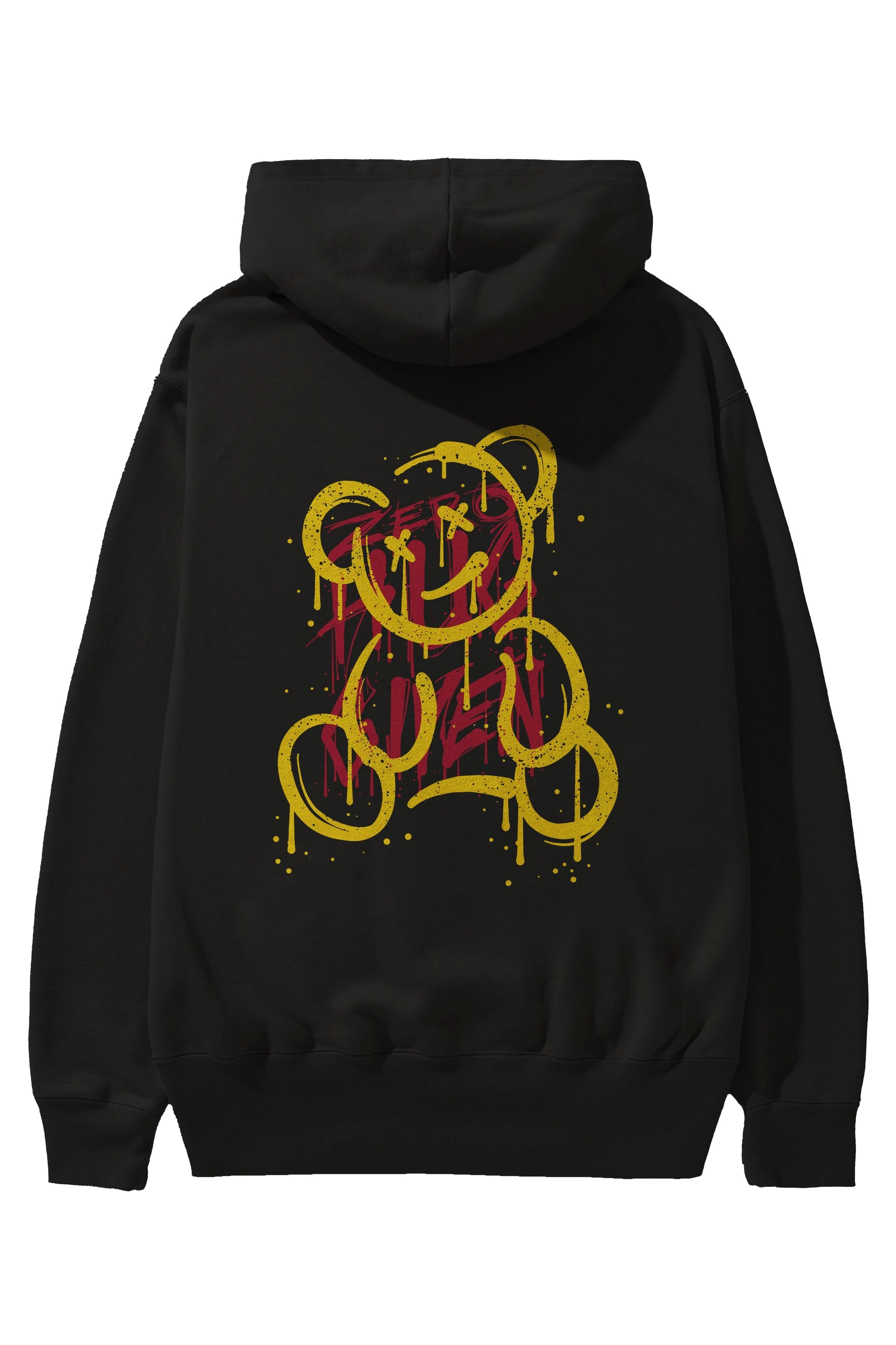 Zero Hug Bear Arka Baskılı Hoodie Oversize Kapüşonlu Sweatshirt Erkek Kadın Unisex