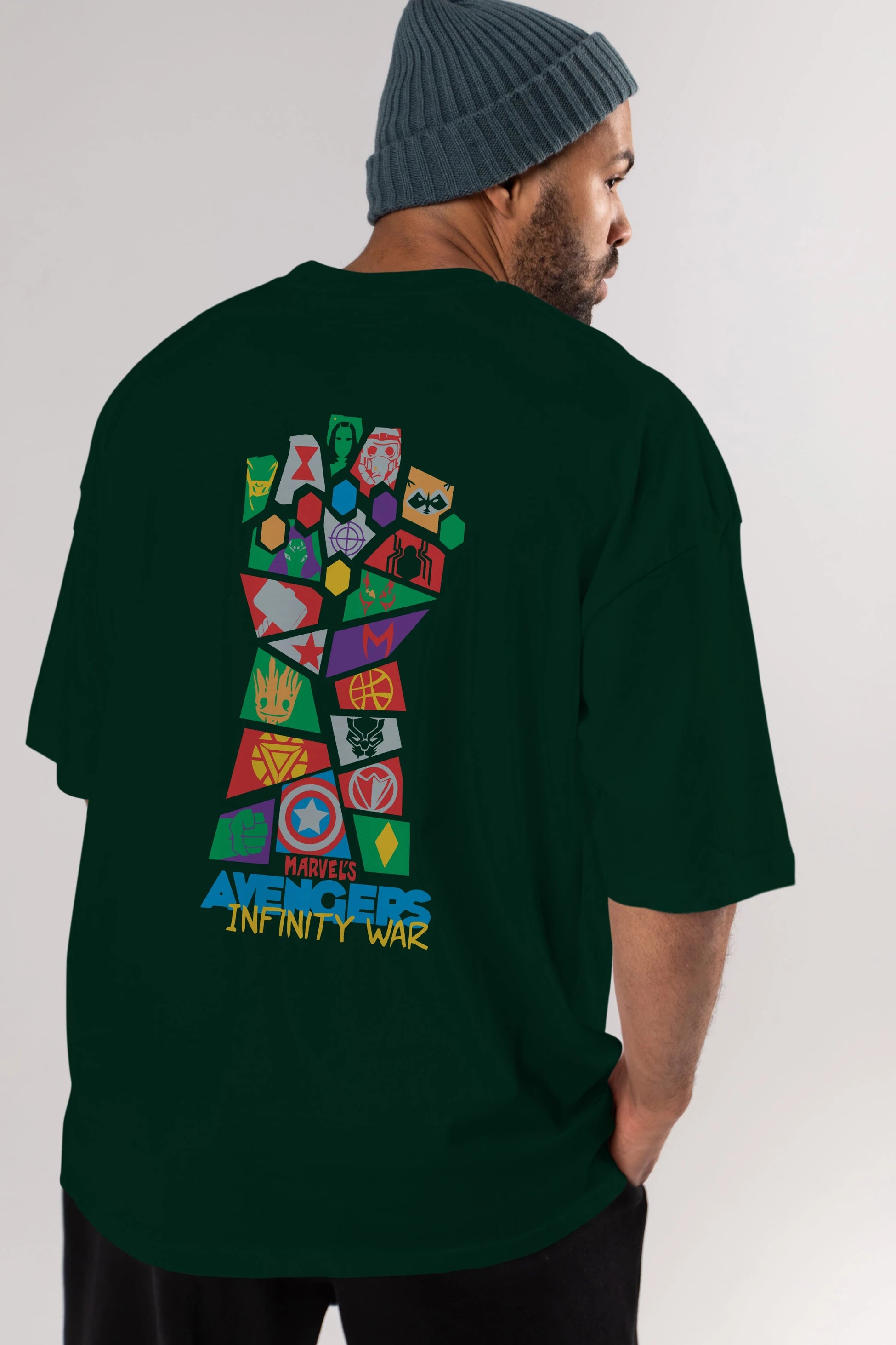 The Avengers Arka Baskılı Oversize t-shirt Erkek Kadın Unisex %100 Pamuk Bisiklet Yaka tişort