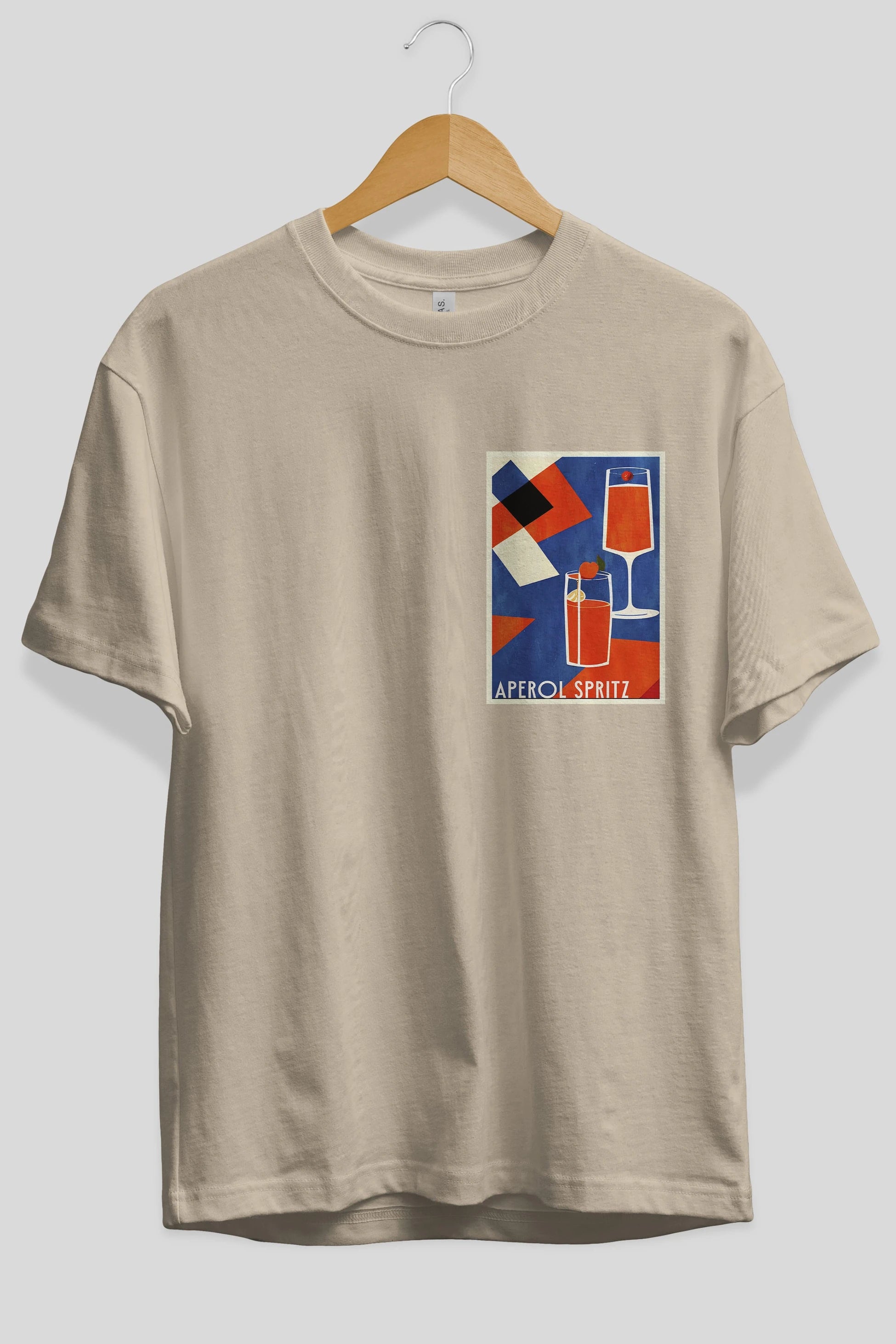 Aperol Spritz 4 Ön Sol Baskılı Oversize t-shirt Erkek Kadın Unisex %100 Pamuk Bisiklet Yaka tişort