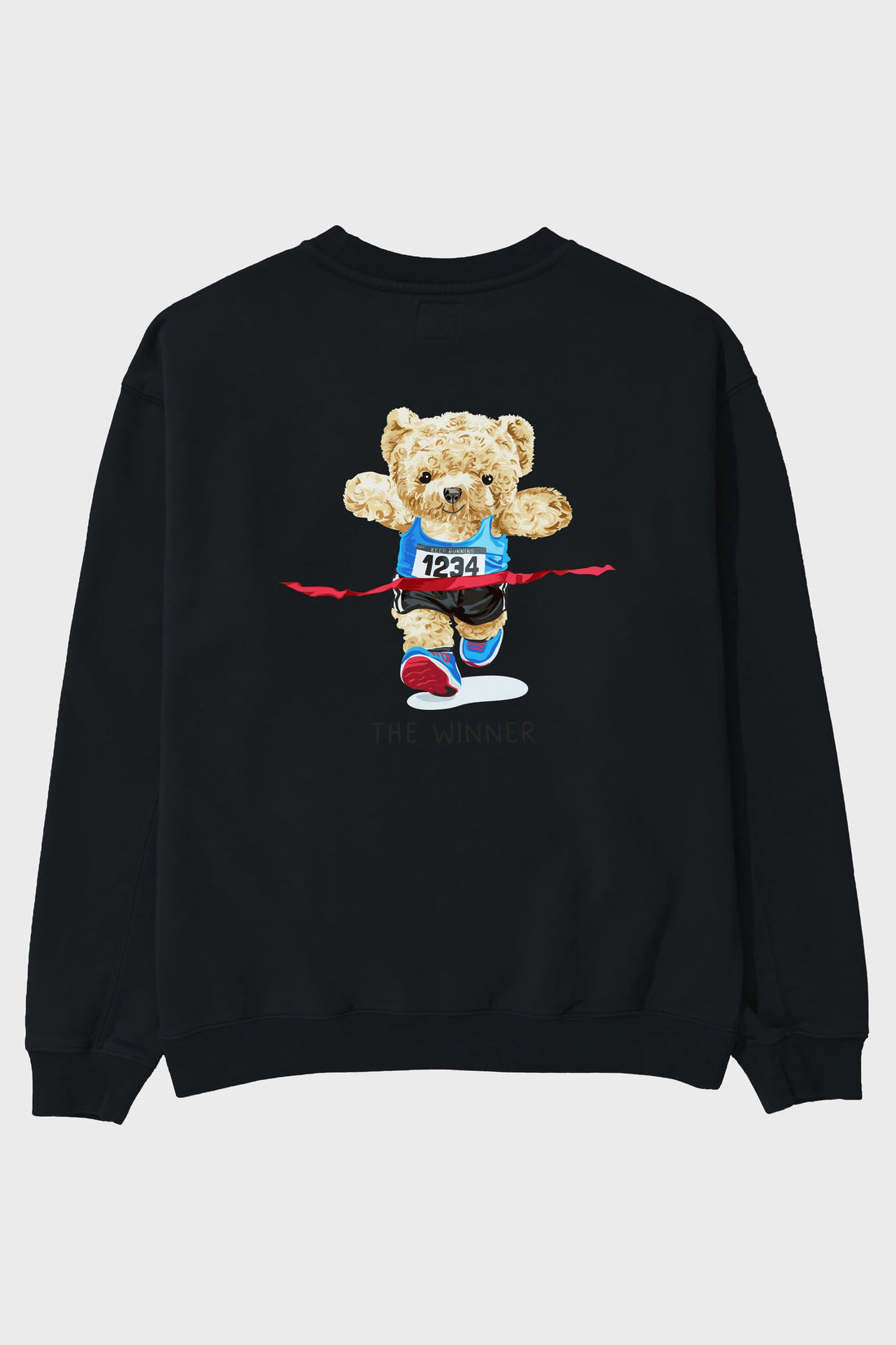 Teddy Bear The Winner Arka Baskılı Oversize Sweatshirt Erkek Kadın Unisex