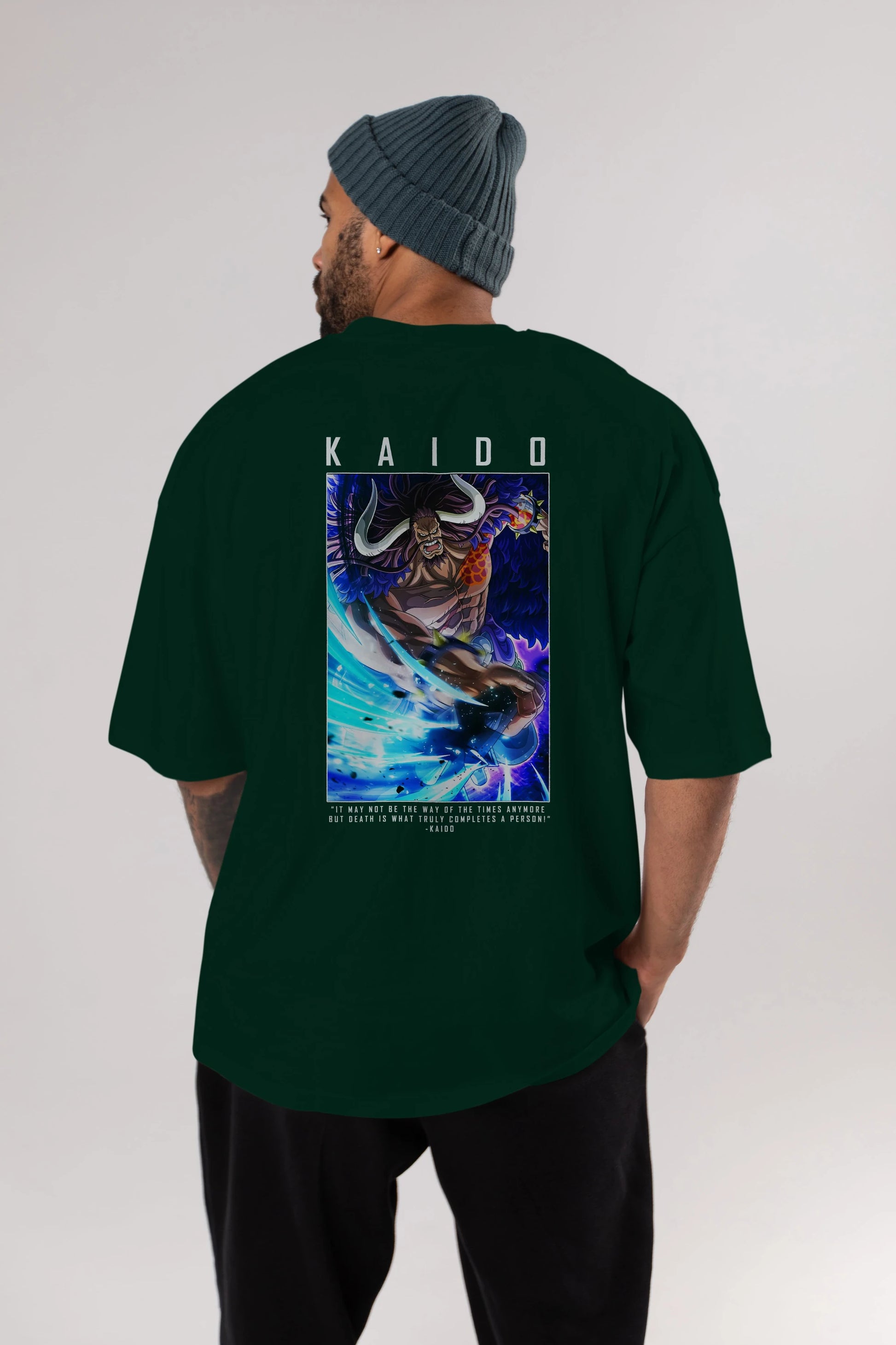 Kaido 2 Anime Arka Baskılı Oversize t-shirt Erkek Kadın Unisex %100 pamuk tişort