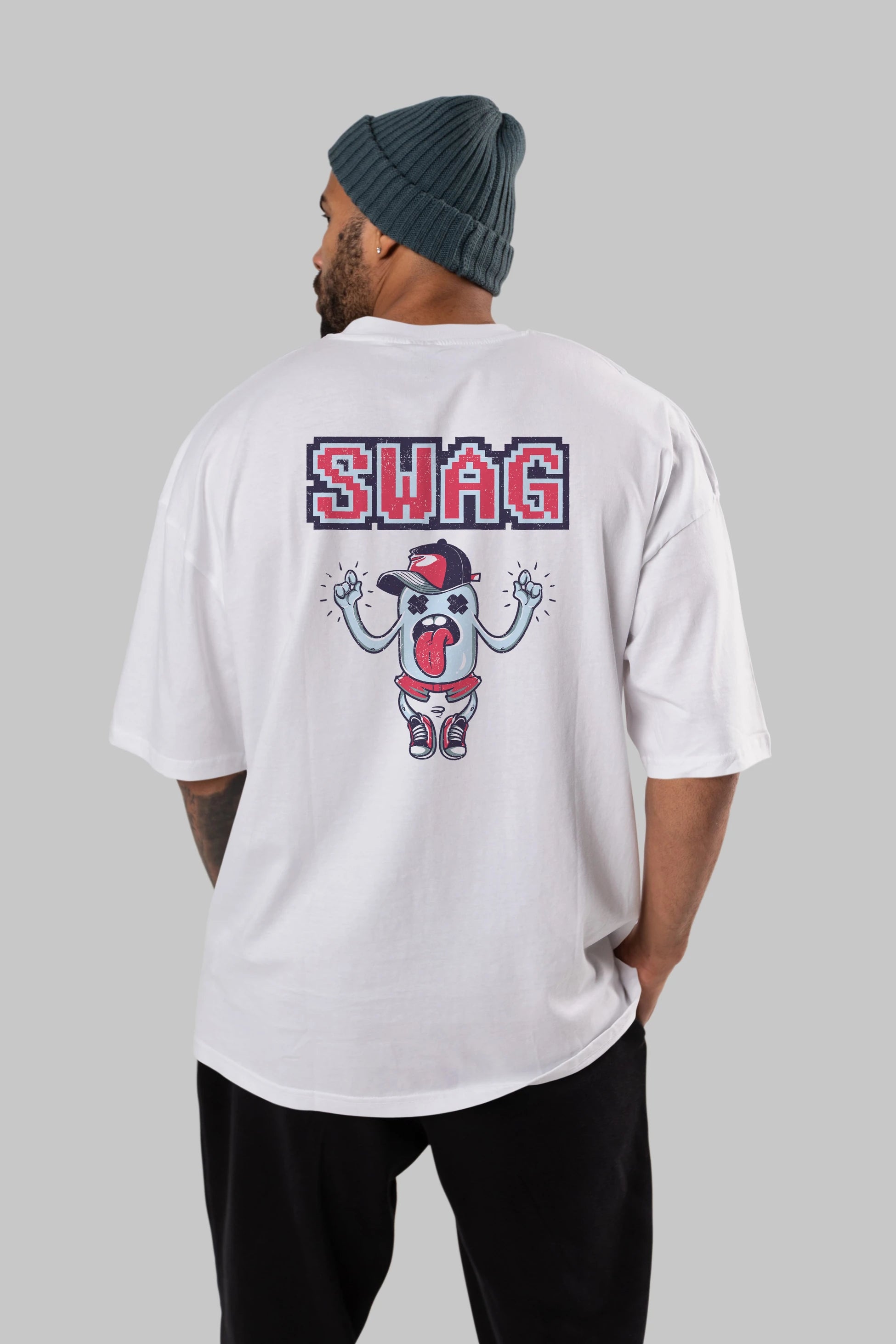 Swag Arka Baskılı Oversize t-shirt Erkek Kadın Unisex