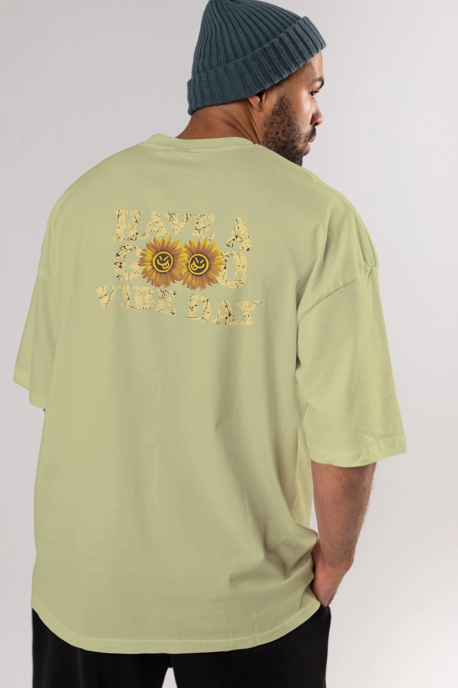 Have a Good Vibe Day Arka Baskılı Oversize t-shirt Erkek Kadın Unisex