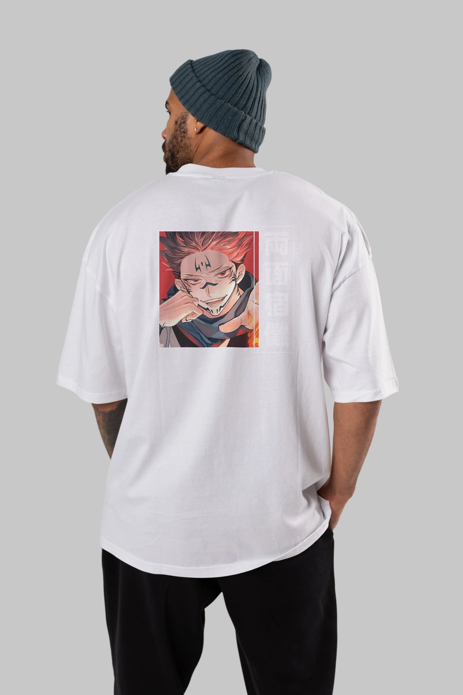 Sukuna Ryoumen 4 Anime Arka Baskılı Oversize t-shirt Erkek Kadın Unisex