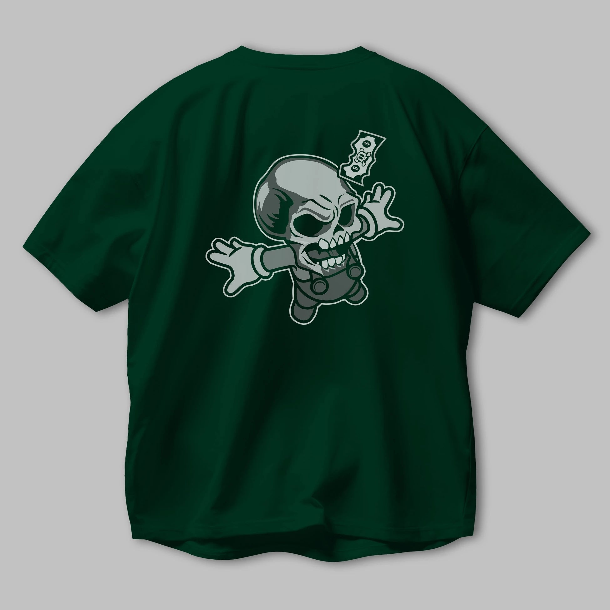 Skull Drowning Arka Baskılı Oversize t-shirt Erkek Kadın Unisex %100 Pamuk tişort