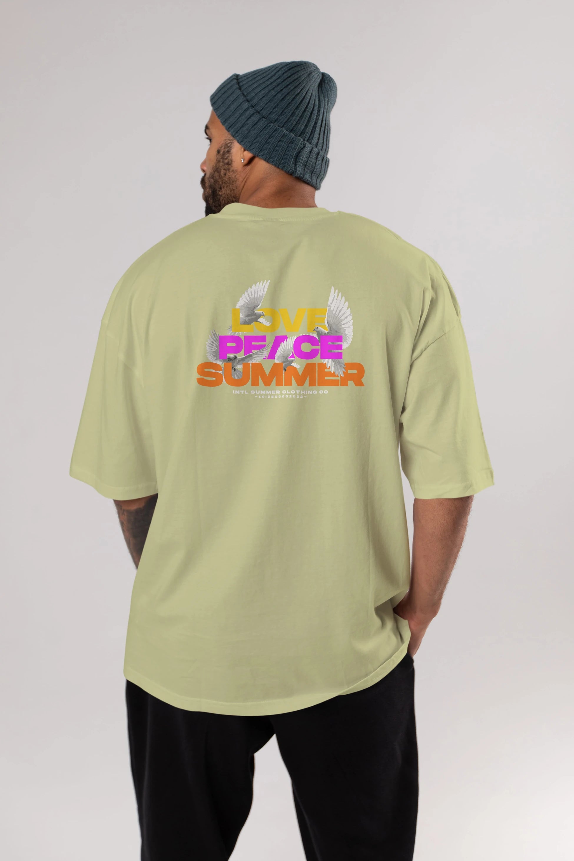 Love Peace Summer Arka Baskılı Oversize t-shirt Erkek Kadın Unisex