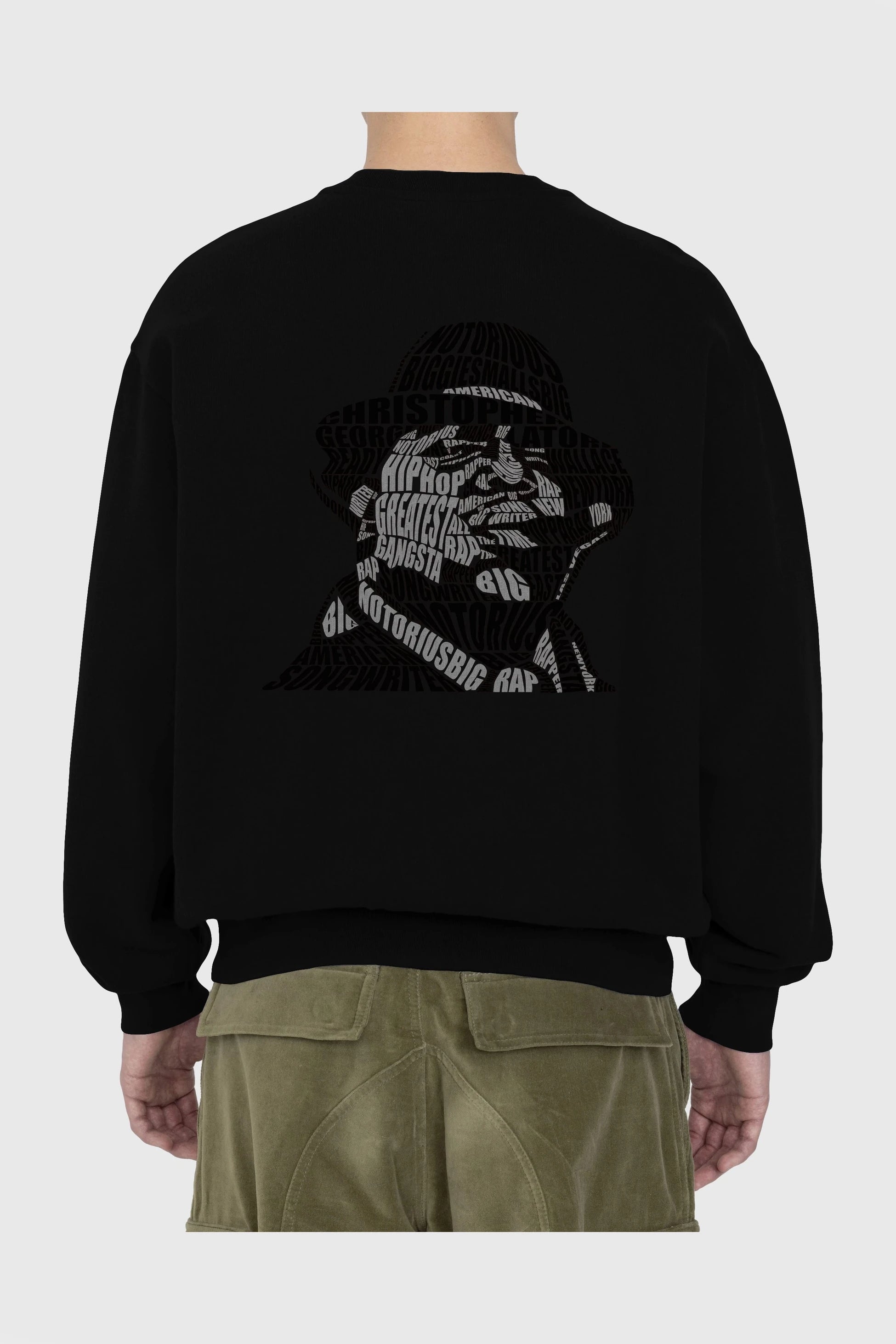 Notorious Big Calligram Arka Baskılı Oversize Sweatshirt Erkek Kadın Unisex