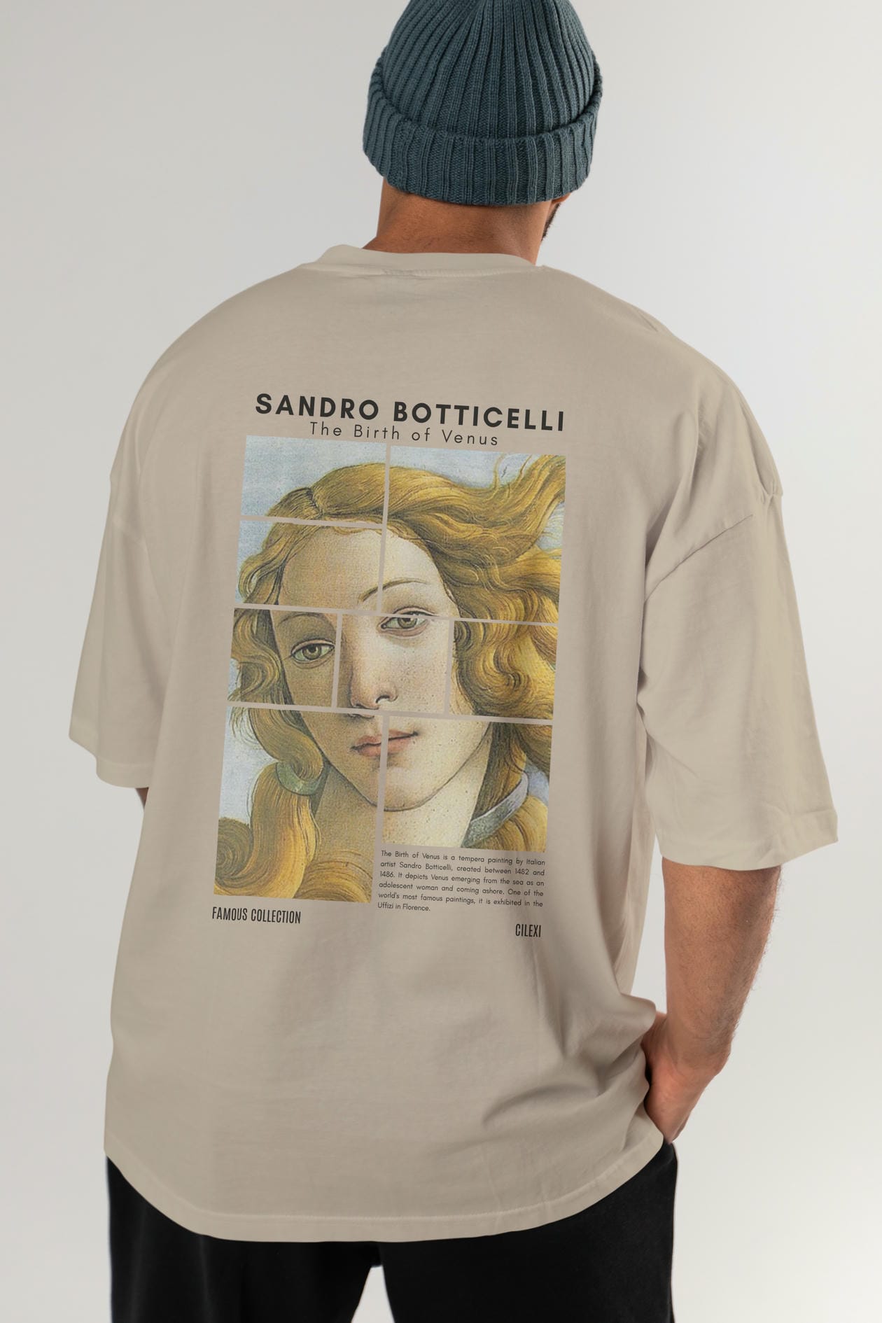 Sandro Botticelli Arka Baskılı Oversize t-shirt Erkek Kadın Bisiklet Yaka Pamuk tişort