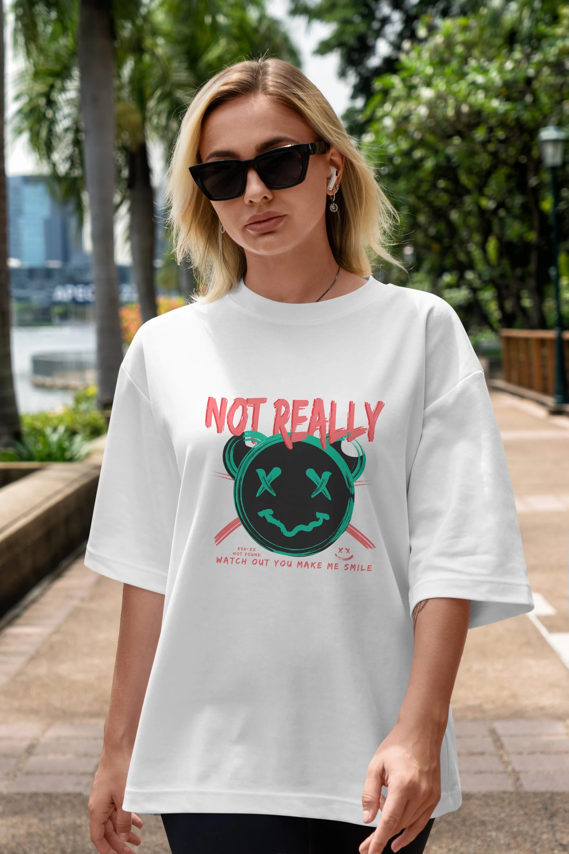 Not Really Bear Ön Baskılı Oversize t-shirt Erkek Kadın Unisex