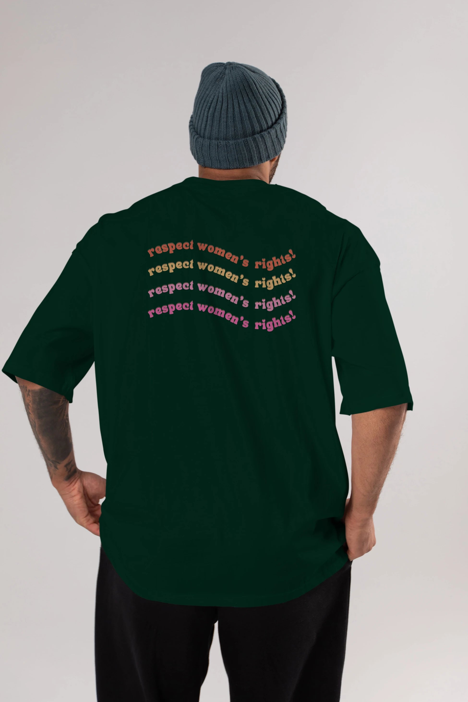 Respect Women Yazılı Arka Baskılı Oversize t-shirt Erkek Kadın Unisex