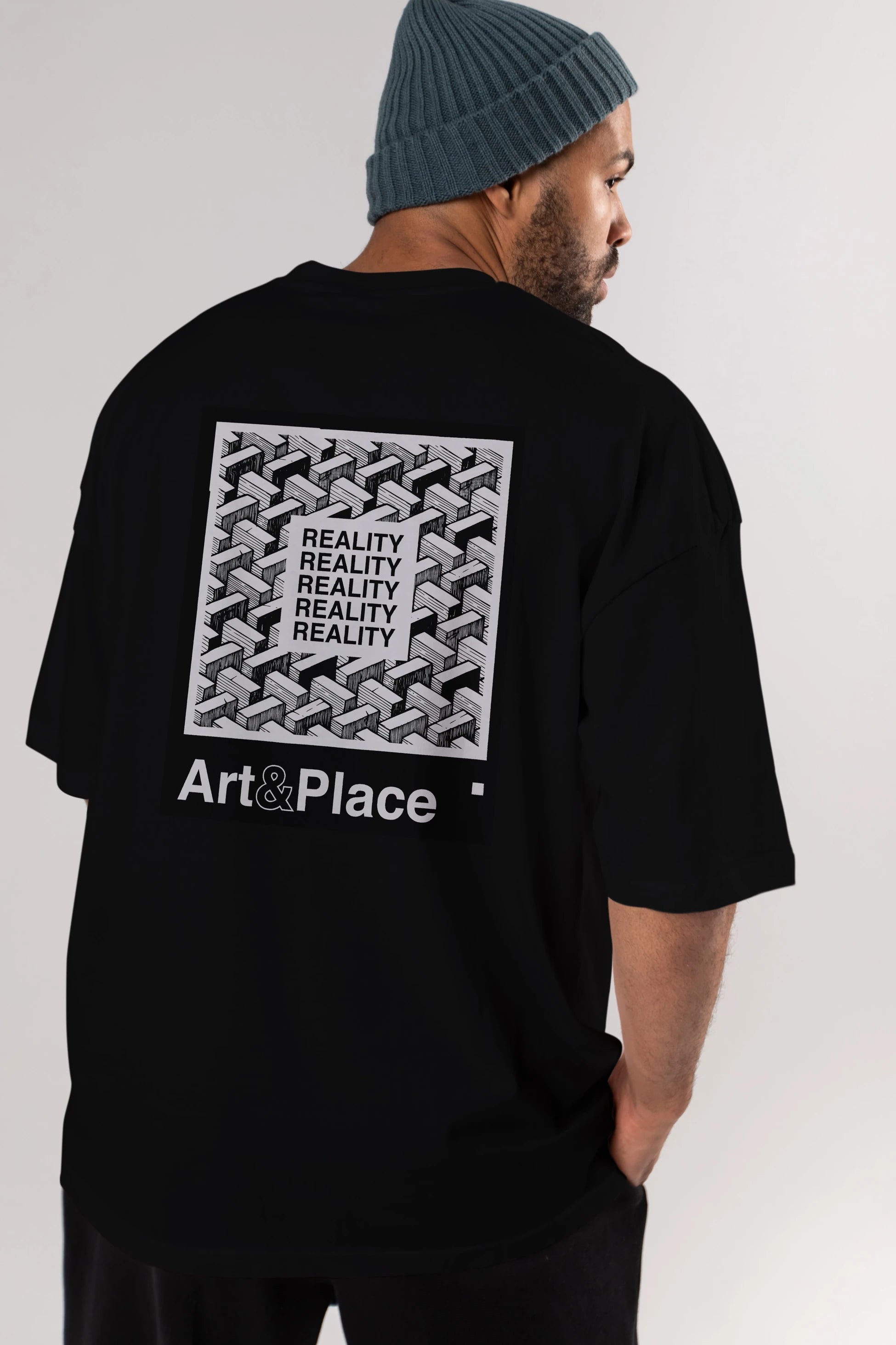 Reality Arka Baskılı Oversize t-shirt Erkek Kadın Unisex