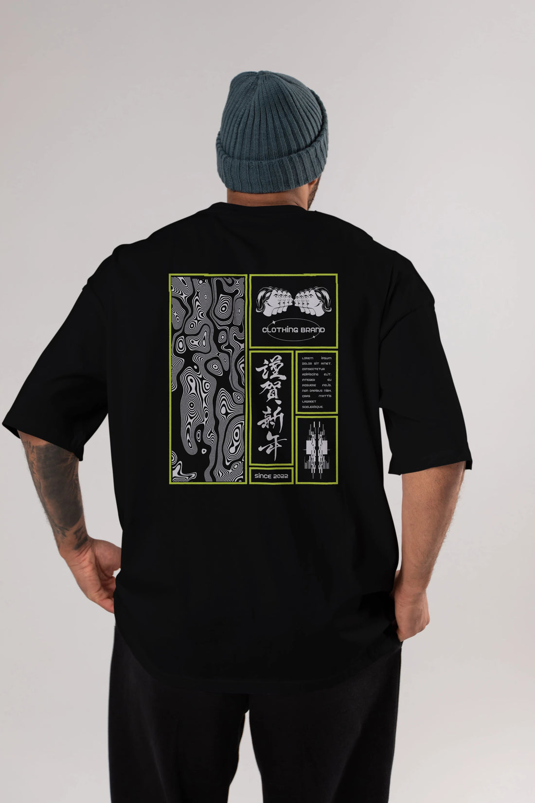 Neon Japanese Streetwear Arka Baskılı Oversize t-shirt Erkek Kadın Unisex