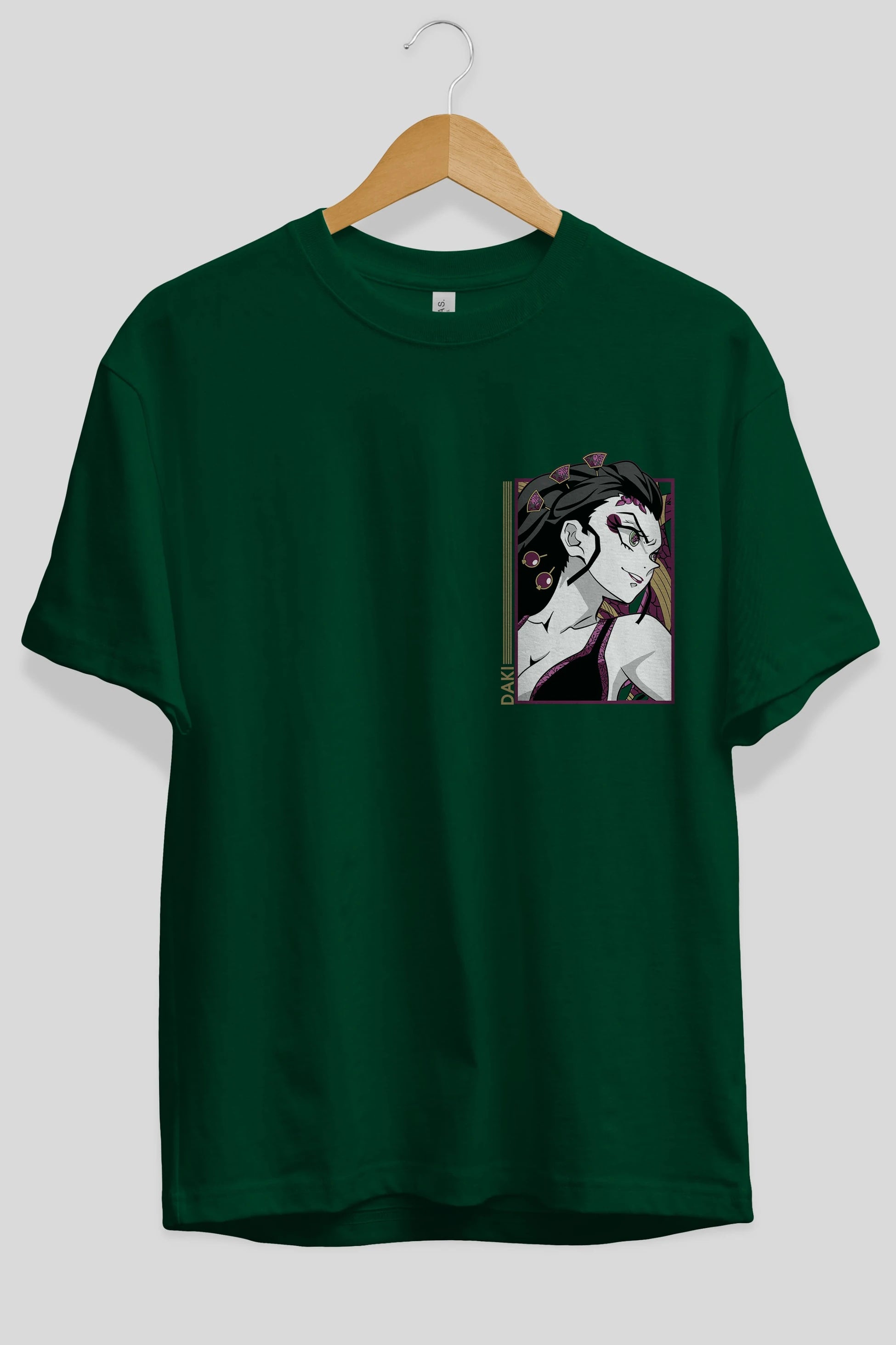 Daki DEMION SLAYER Ön Sol Baskılı Oversize t-shirt Erkek Kadın Unisex %100 Pamuk Bisiklet Yaka tişort
