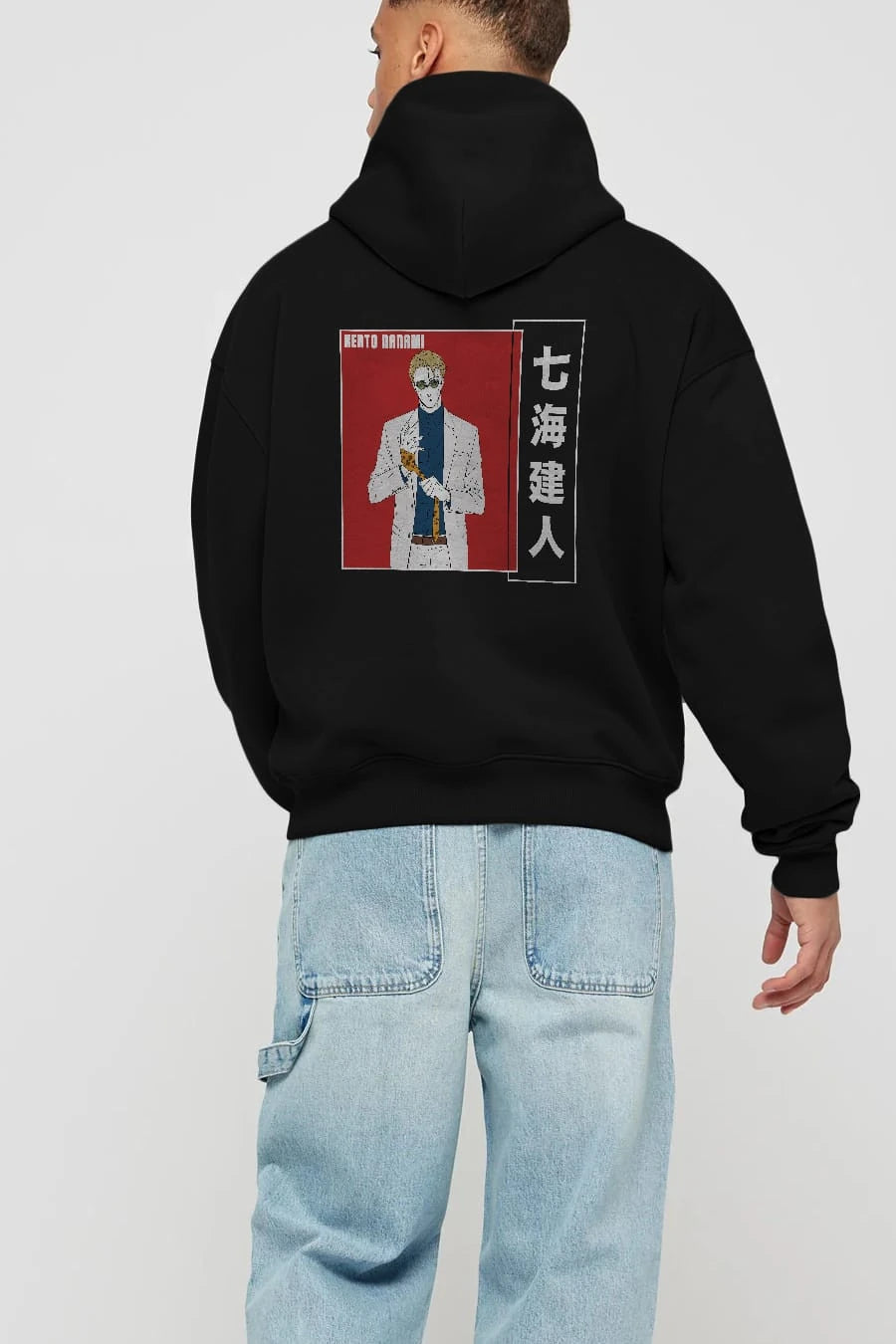 Kento Nanami 1 Anime Arka Baskılı Hoodie Oversize Kapüşonlu Sweatshirt Erkek Kadın Unisex