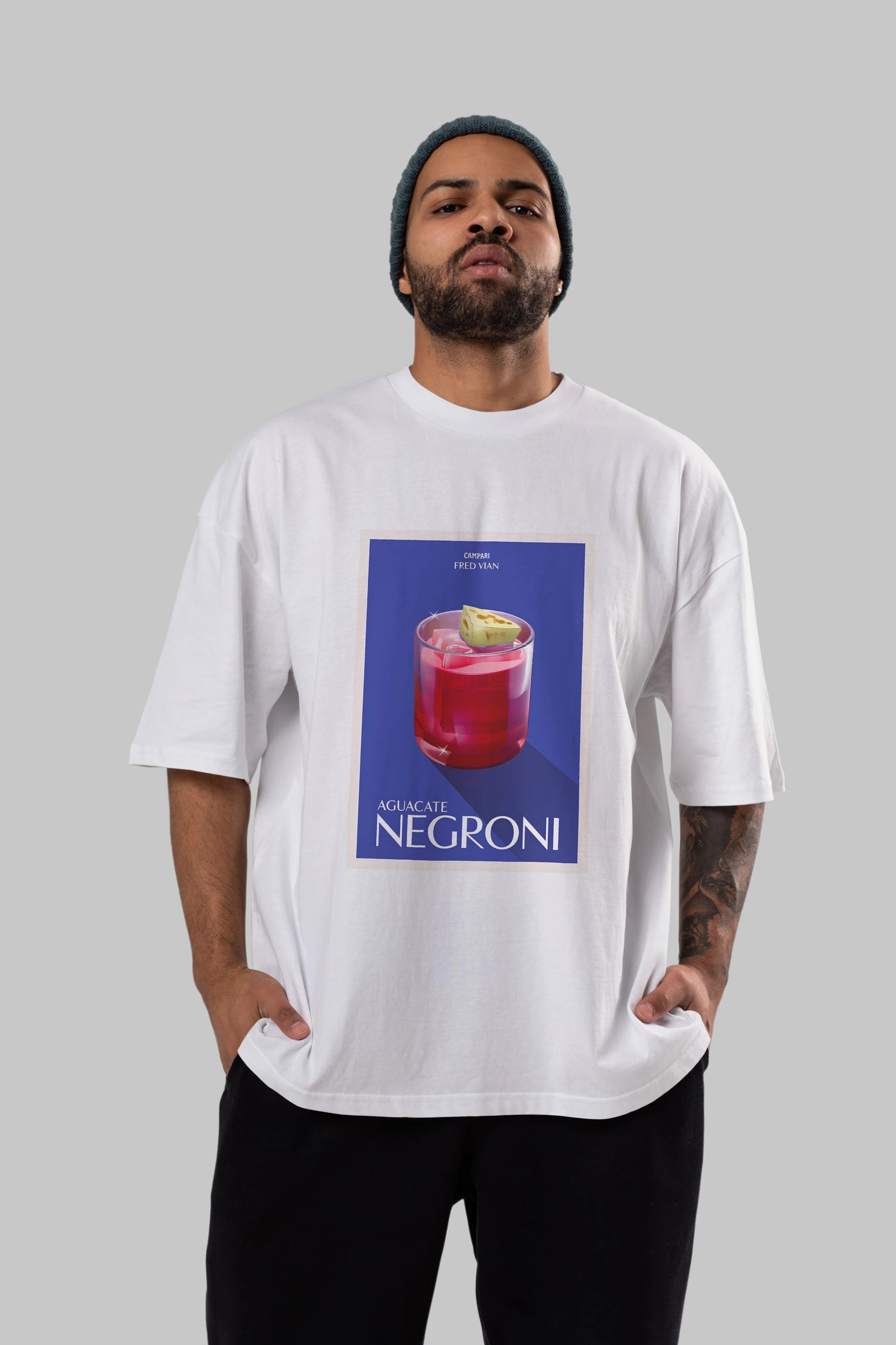 Aguacate Negroni Ön Baskılı Oversize t-shirt Erkek Kadın Unisex %100 Pamuk Bisiklet Yaka tişort