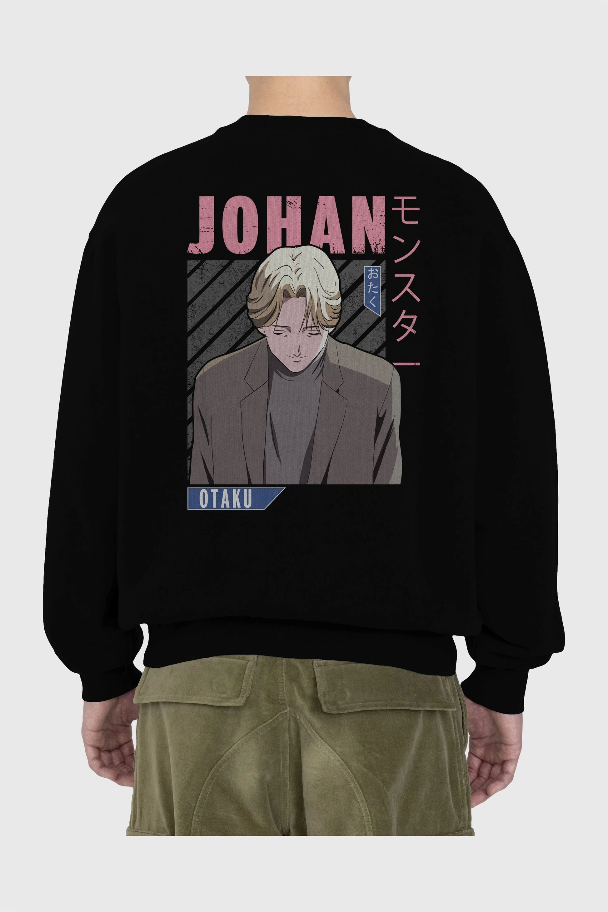 Johan Liebert MONSTER Anime Arka Baskılı Oversize Sweatshirt Erkek Kadın Unisex