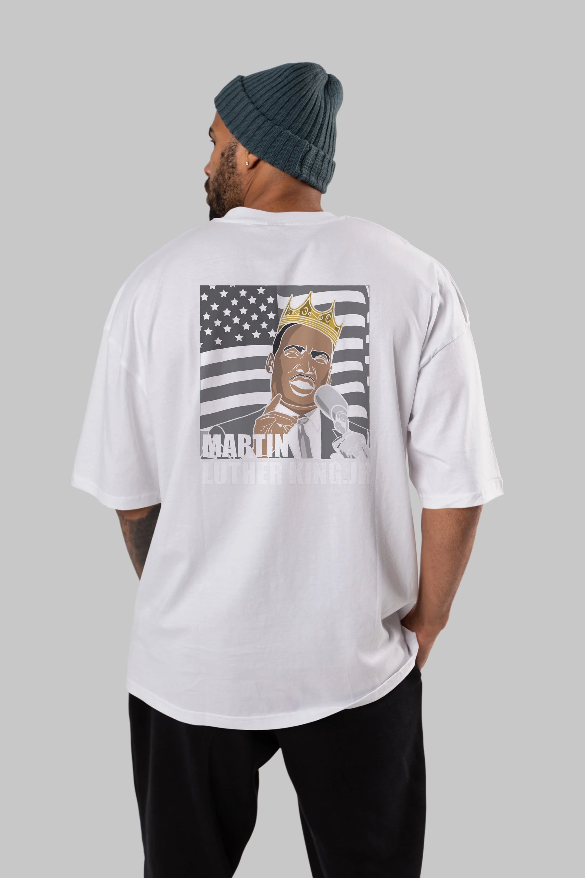 Luther King Arka Baskılı Oversize t-shirt Erkek Kadın Unisex %100 Pamuk tişort
