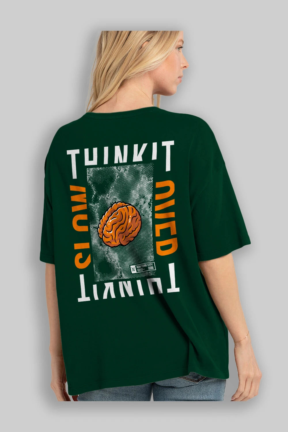 Think it Arka Baskılı Oversize t-shirt Erkek Kadın Unisex