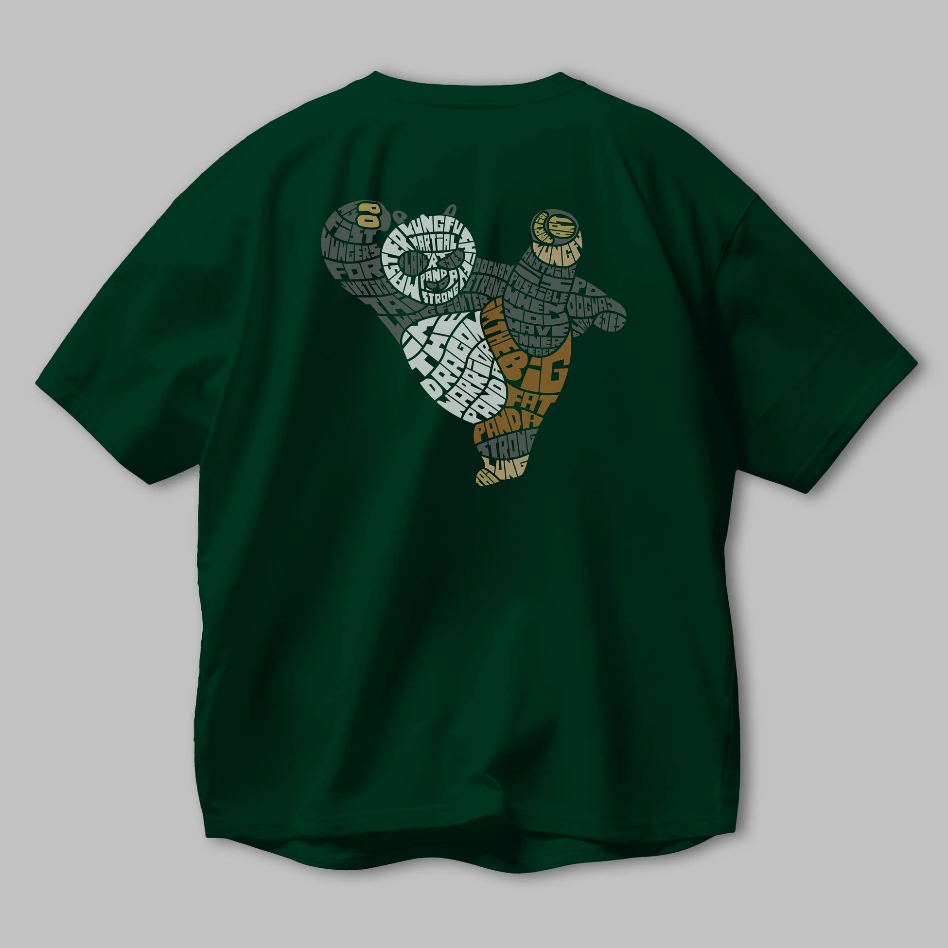 Warrior Panda Arka Baskılı Oversize t-shirt %100 pamuk Erkek Kadın Unisex