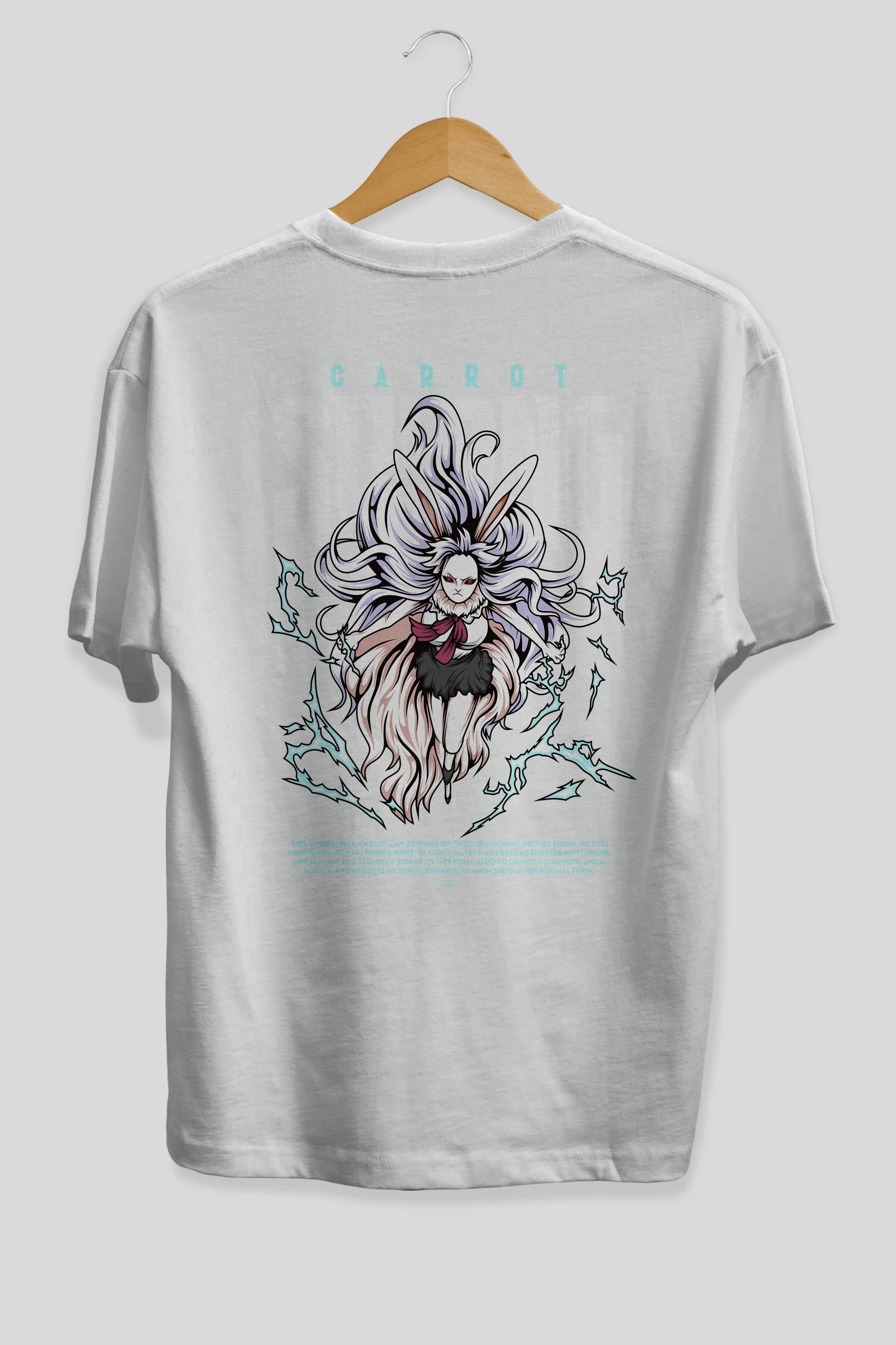 Carrot Sulong Anime Arka Baskılı Oversize t-shirt Erkek Kadın Unisex