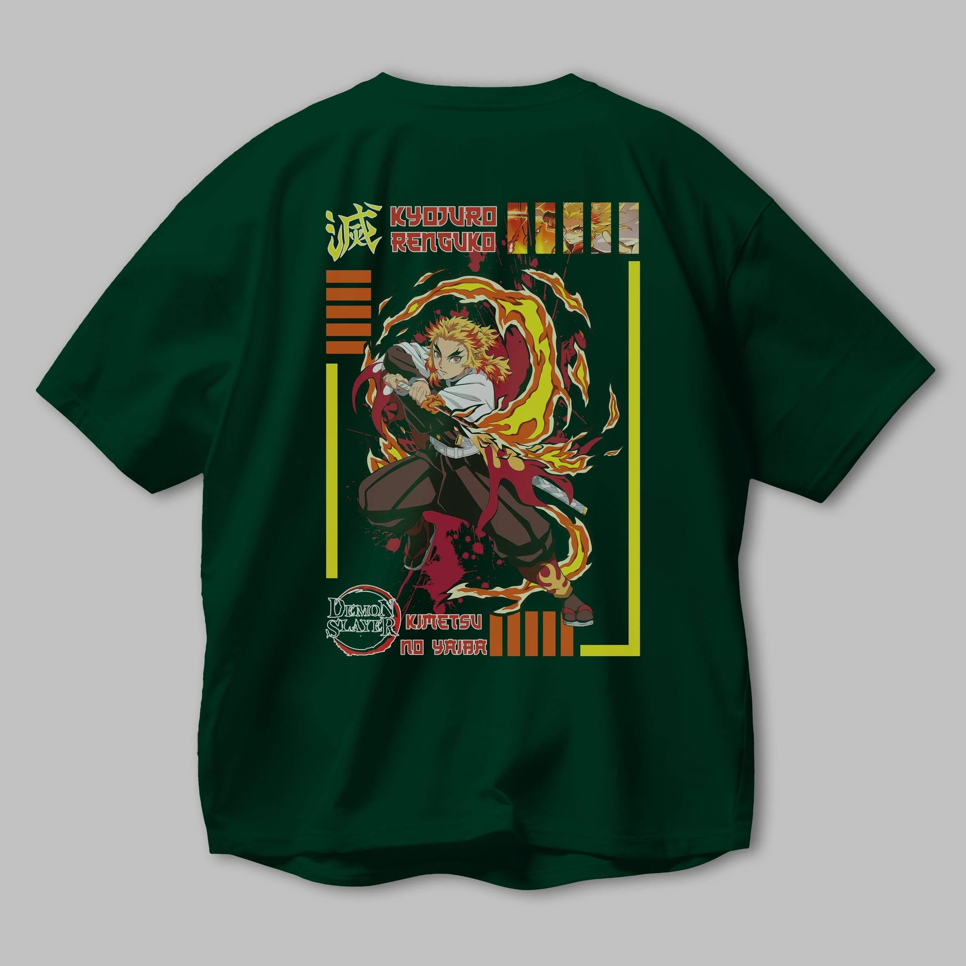 KYOJURO RENGOKU Anime Arka Baskılı Oversize t-shirt Erkek Kadın Unisex