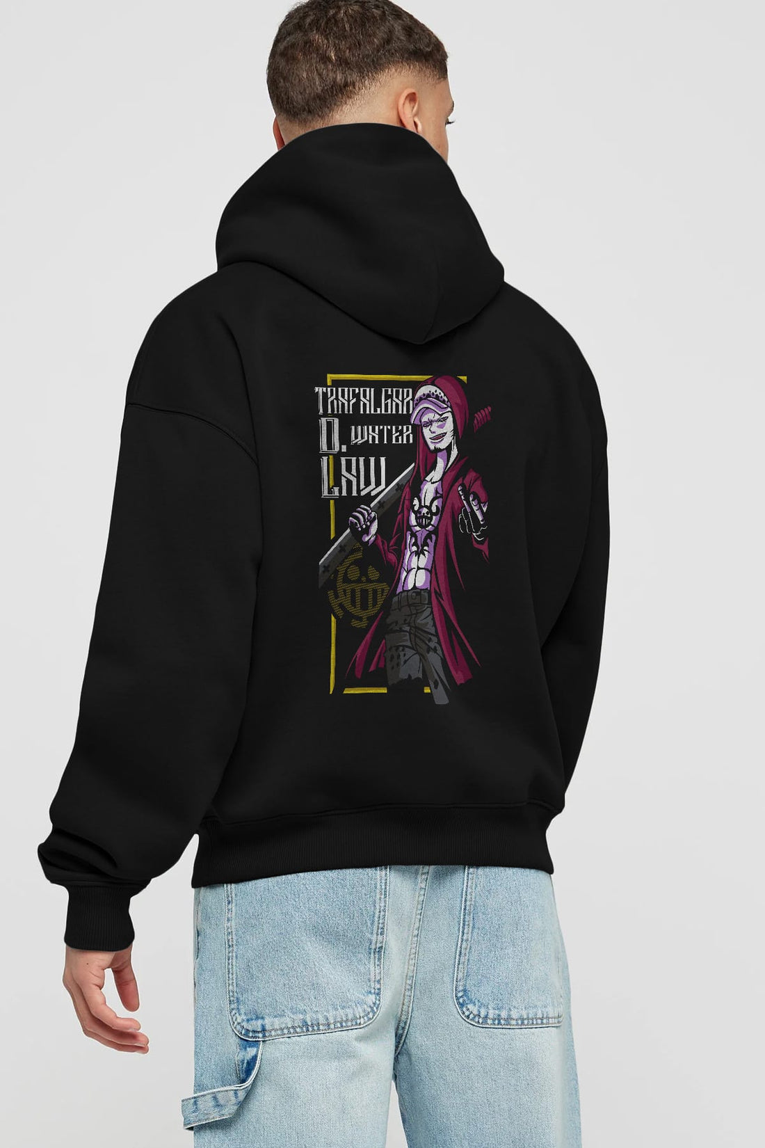 Trafalgar D. Water Law Anime Arka Baskılı Hoodie Oversize Kapüşonlu Sweatshirt Erkek Kadın Unisex