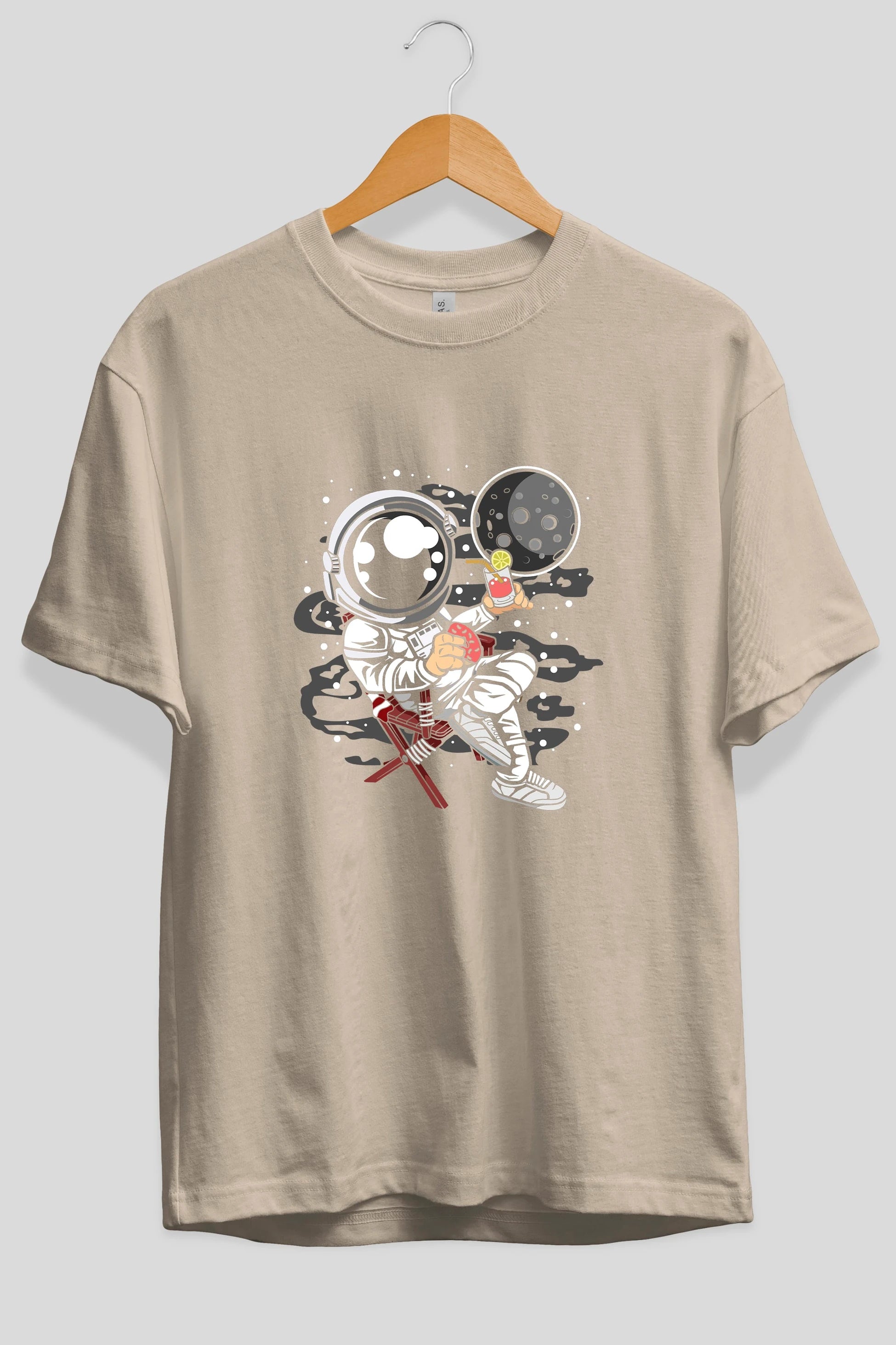 Holiday Astronaut Ön Baskılı Oversize t-shirt Erkek Kadın Unisex