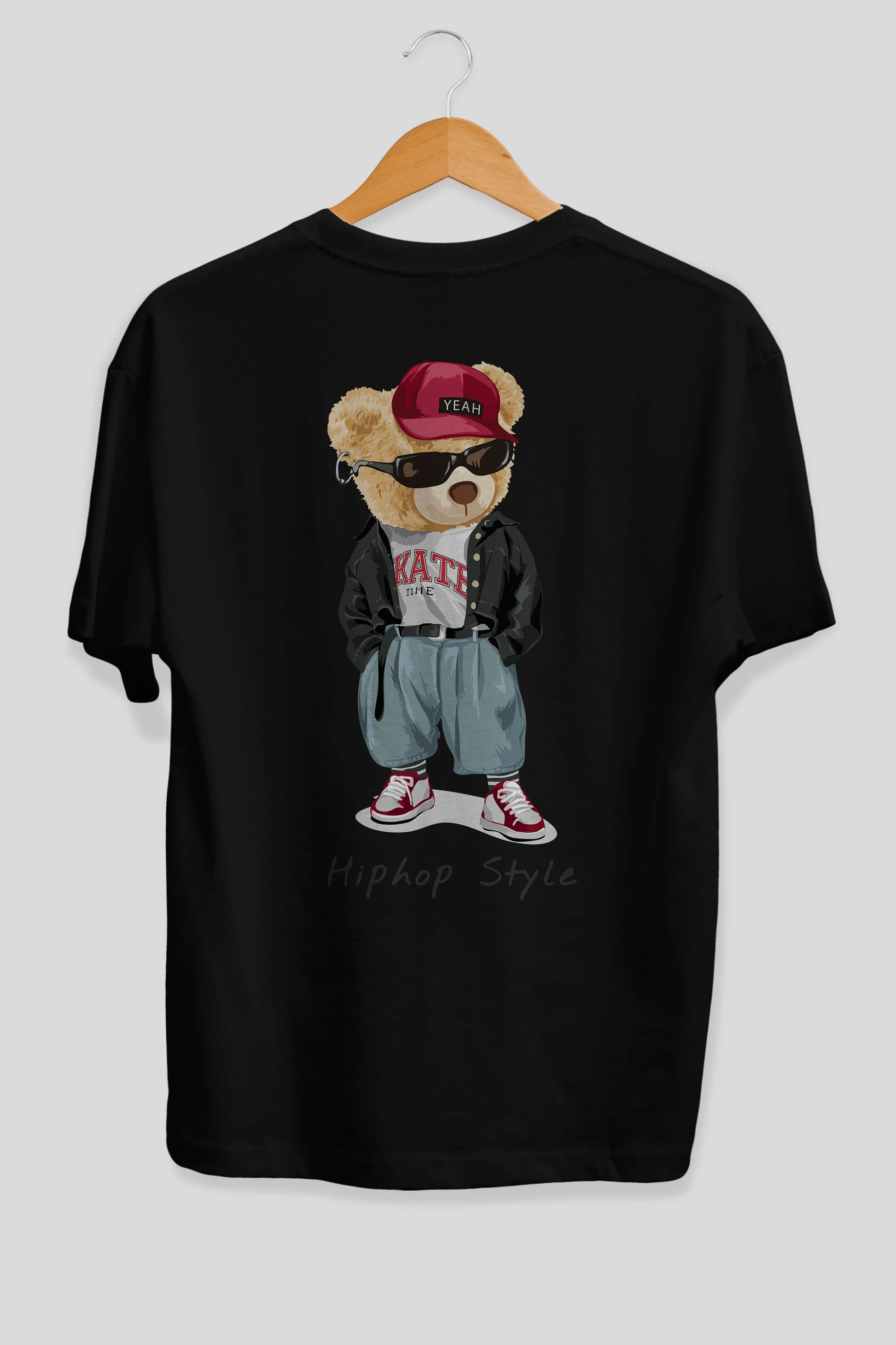 Teddy Bear Hiphop Style Arka Baskılı Oversize t-shirt Erkek Kadın Unisex %100 Pamuk