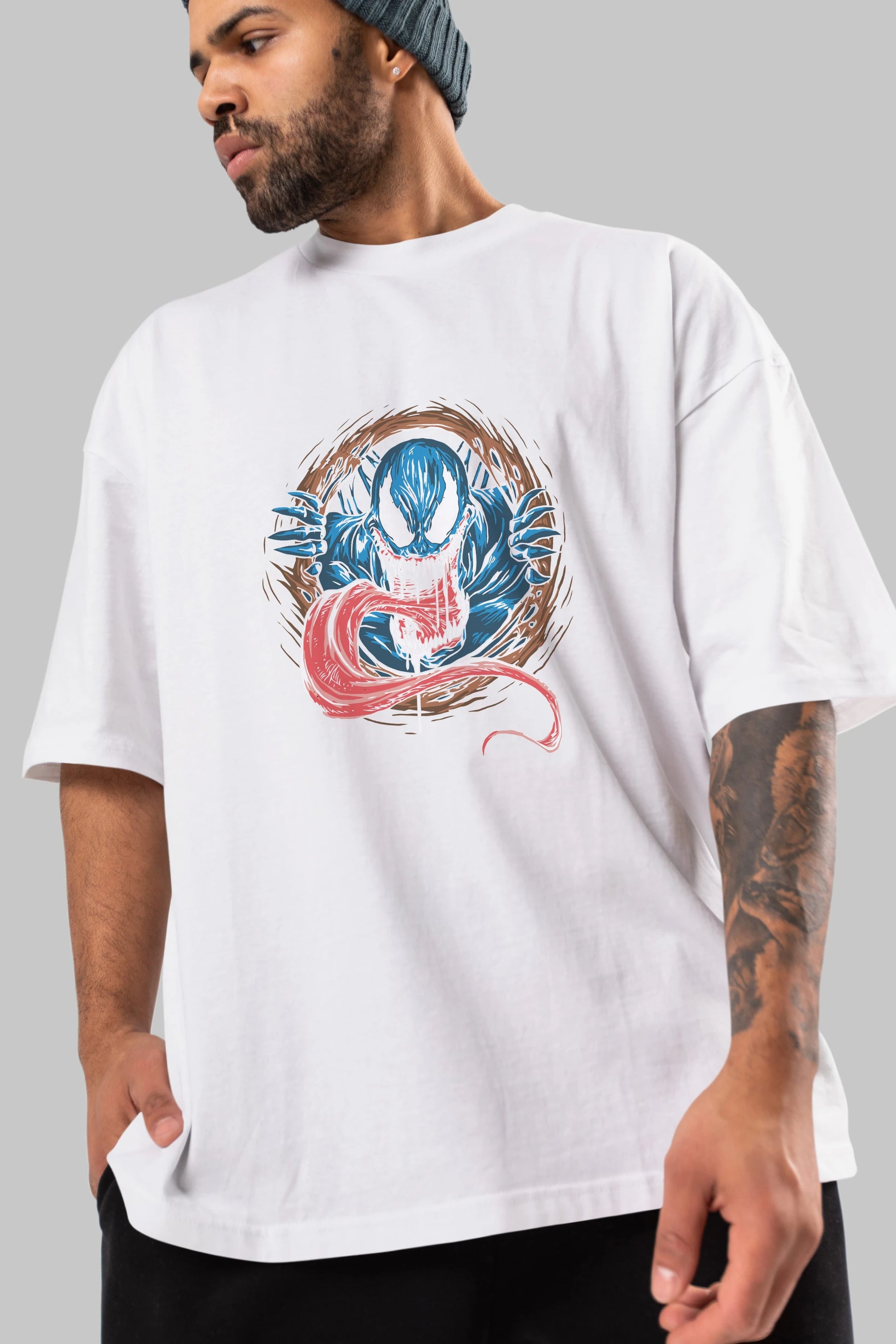 Venom (7) Ön Baskılı Oversize t-shirt Erkek Kadın Unisex %100 Pamuk Bisiklet Yaka tişort