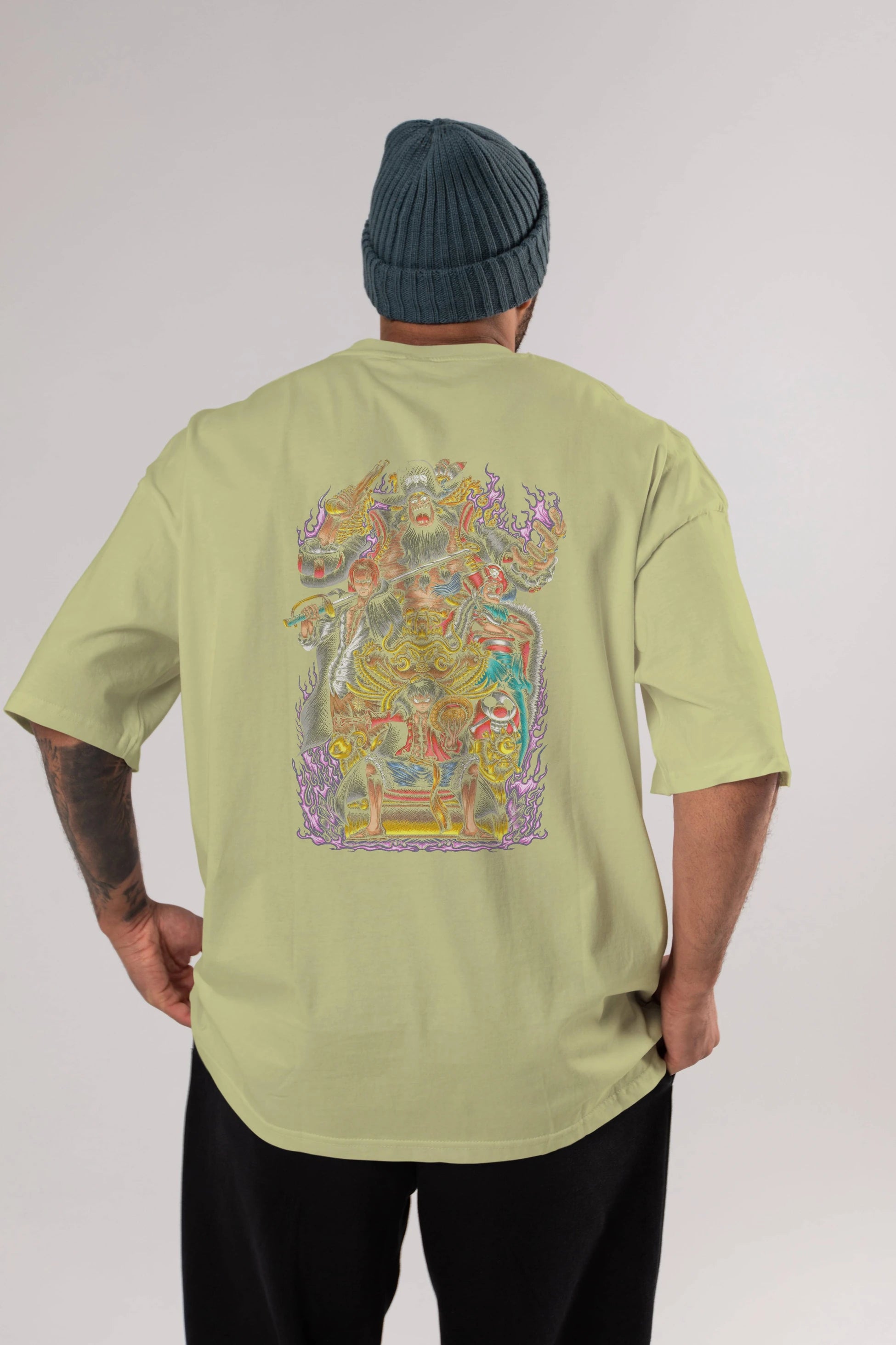 ONE PIECE (8) Anime Arka Baskılı Oversize t-shirt Erkek Kadın Unisex