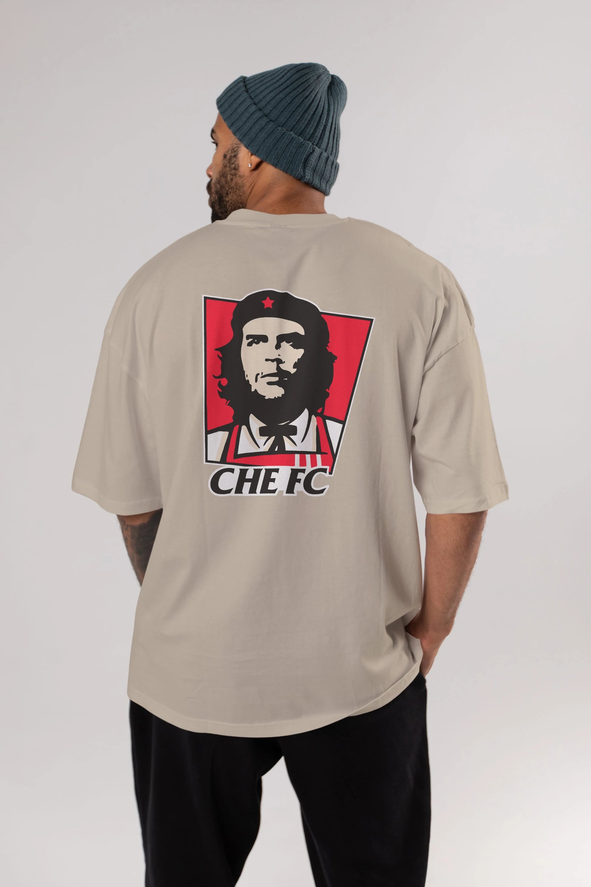 Che FC Arka Baskılı Oversize t-shirt Erkek Kadın Unisex %100 Pamuk Bisiklet Yaka tişort