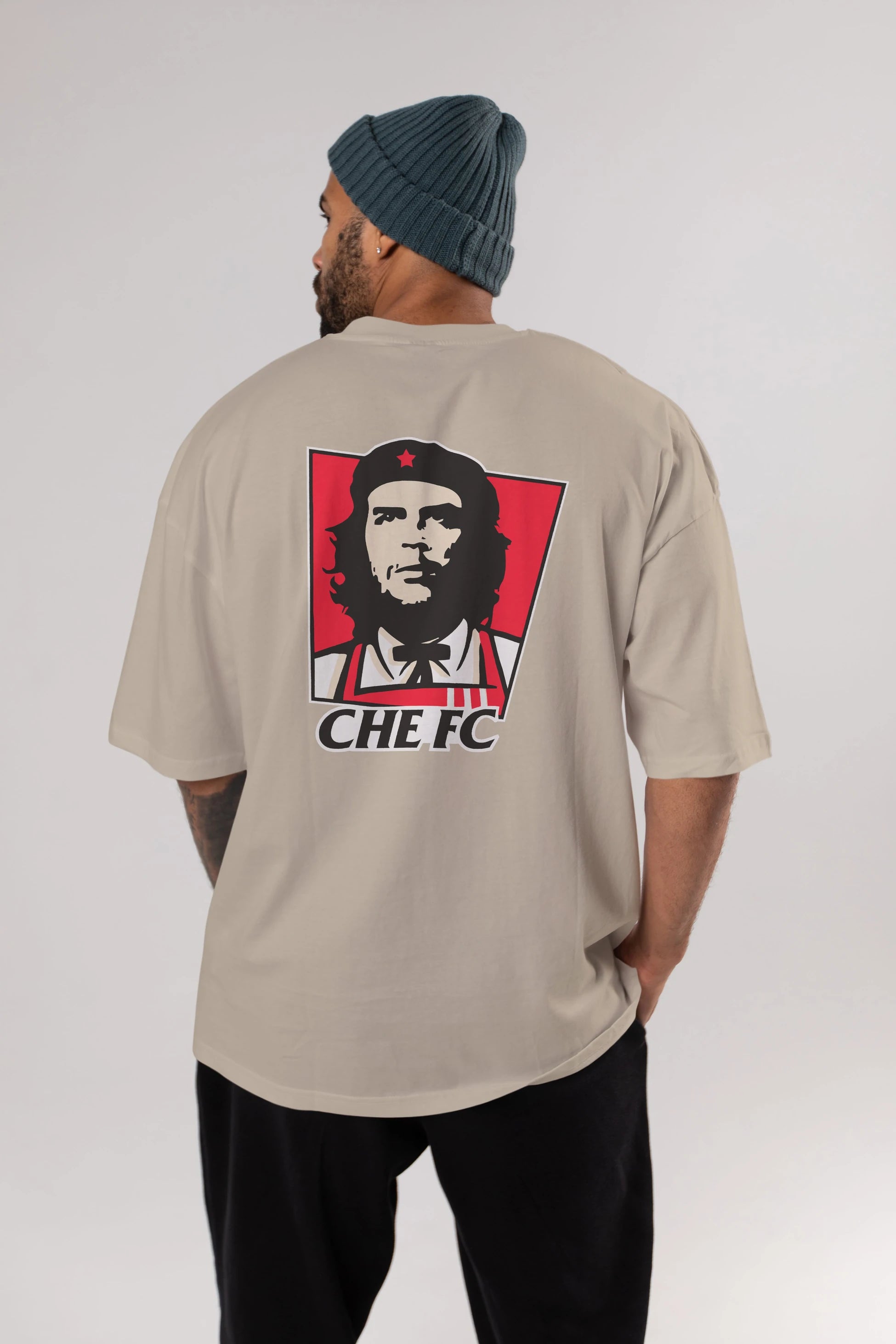 Che FC Arka Baskılı Oversize t-shirt Erkek Kadın Unisex %100 Pamuk Bisiklet Yaka tişort