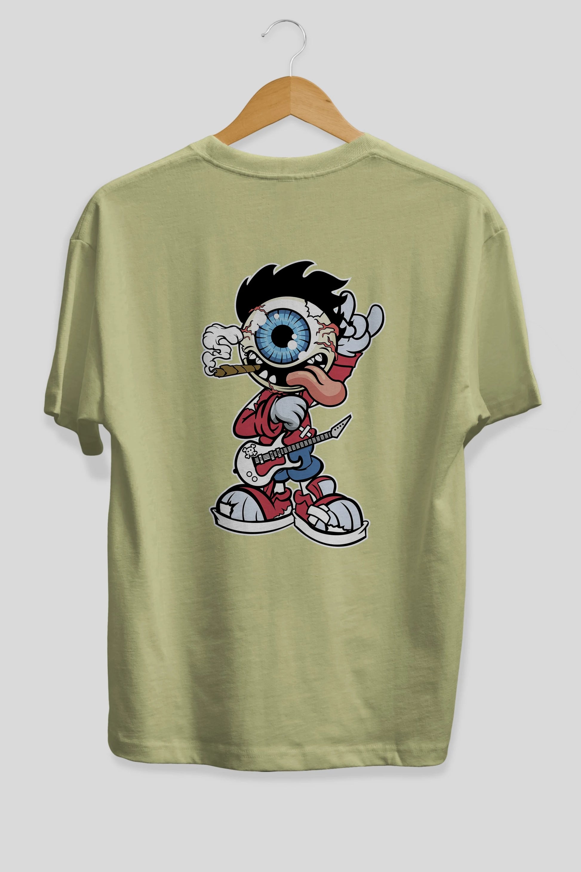 Eyeball Rockstar Arka Baskılı Oversize t-shirt Erkek Kadın Unisex %100 Pamuk tişort
