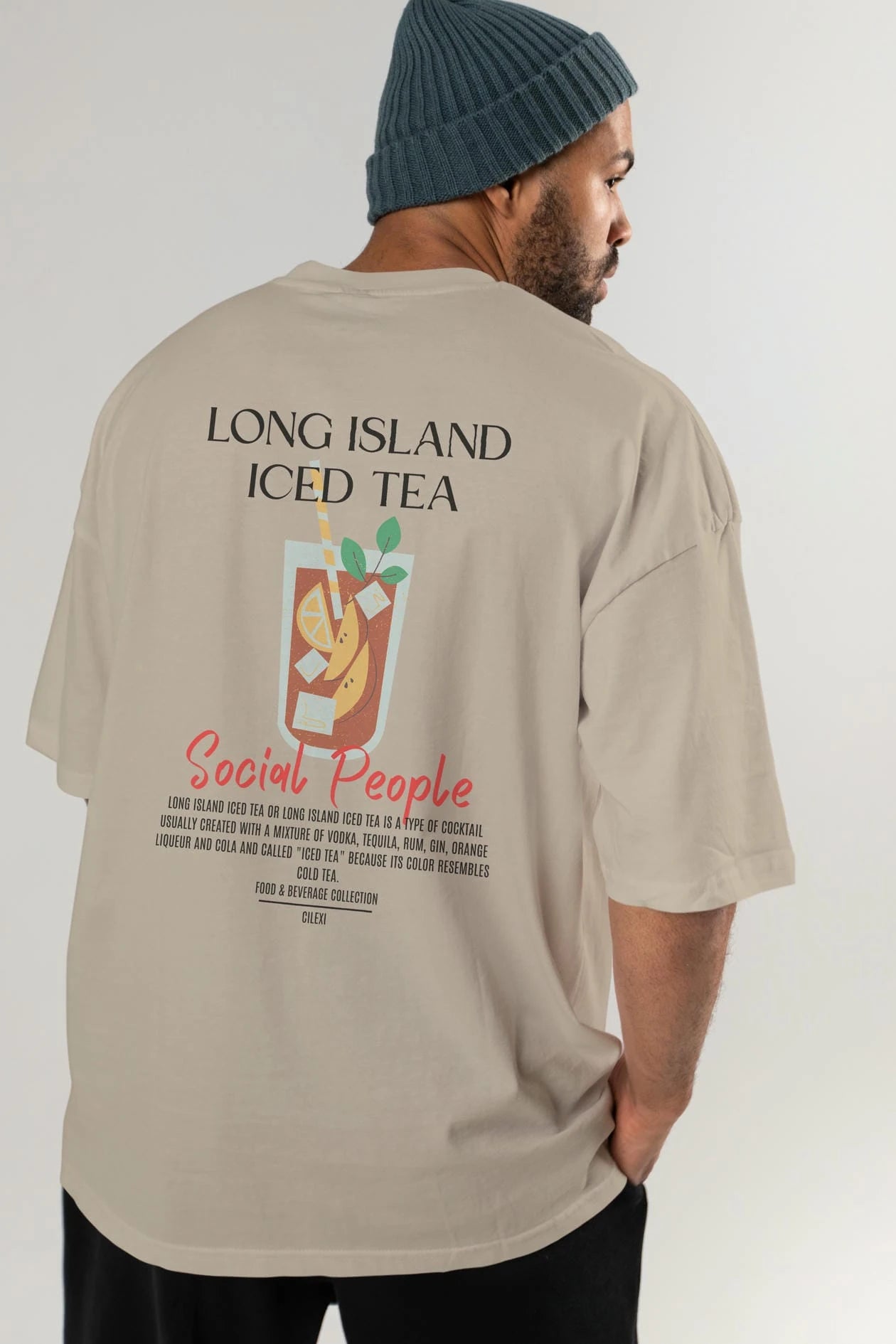 Long Island ıced tea Kokteyl Serisi Baskılı Oversize t-shirt Erkek Kadın Unisex %100 Pamuk Bisiklet Yaka tişort