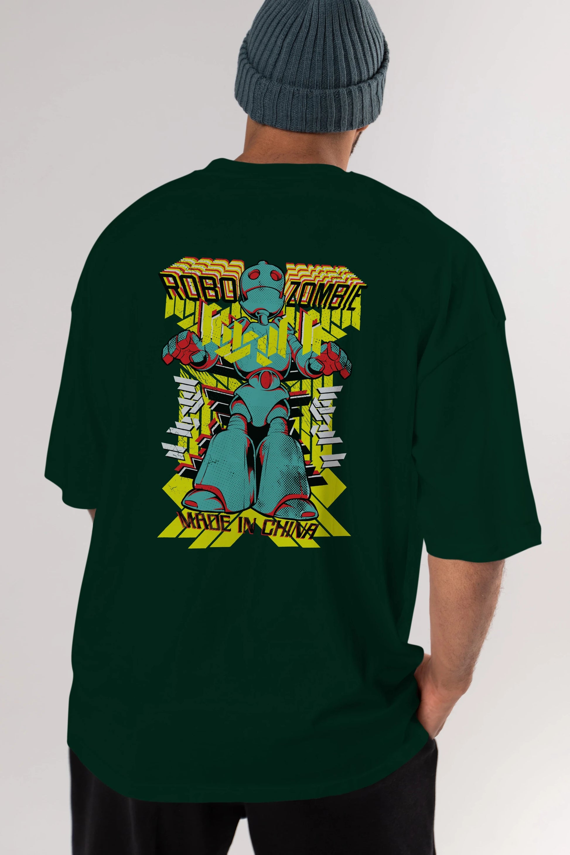 Robo Zombie Arka Baskılı Oversize t-shirt Erkek Kadın Unisex