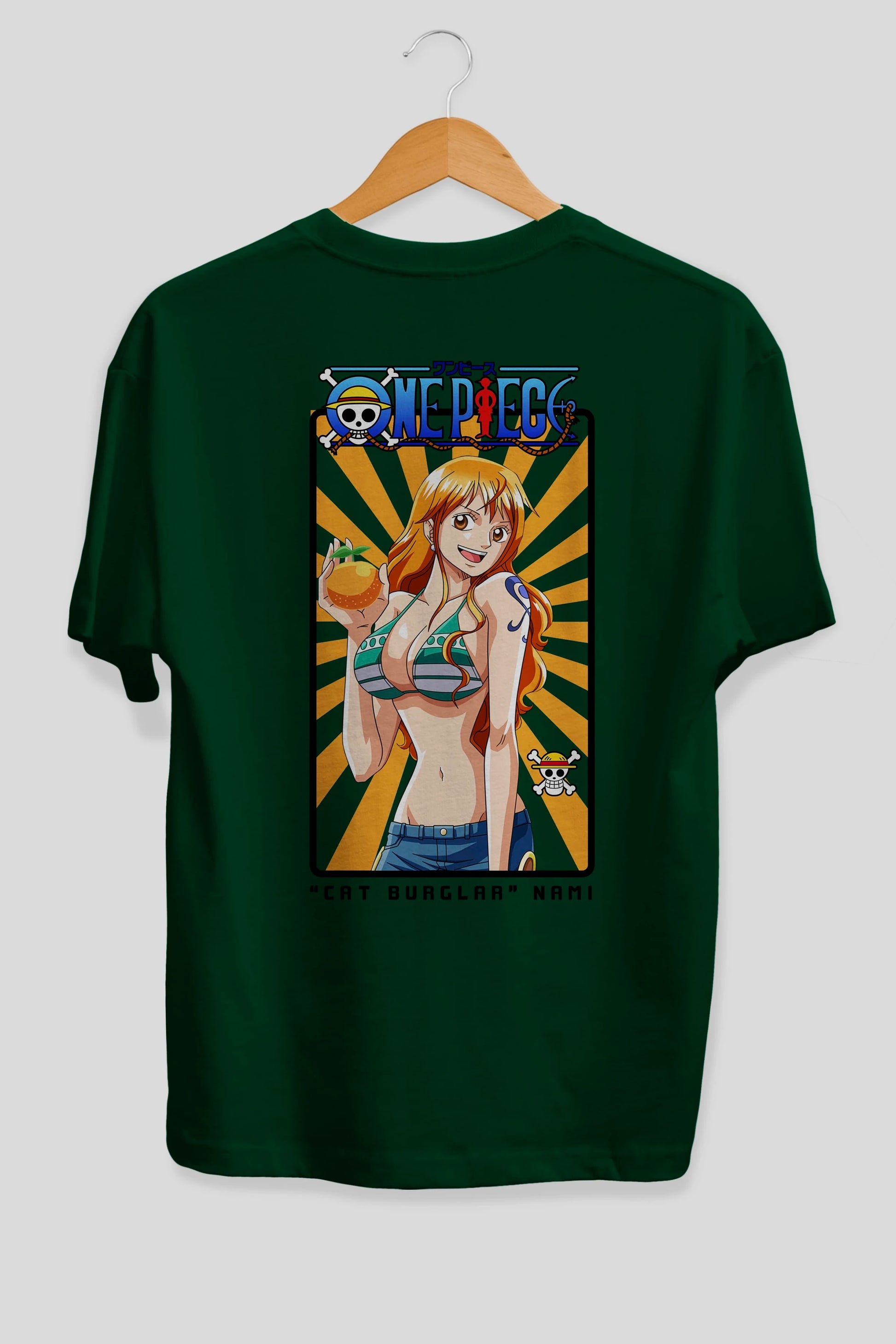 Nami Anime Arka Baskılı Oversize t-shirt Erkek Kadın Unisex %100 pamuk tişort
