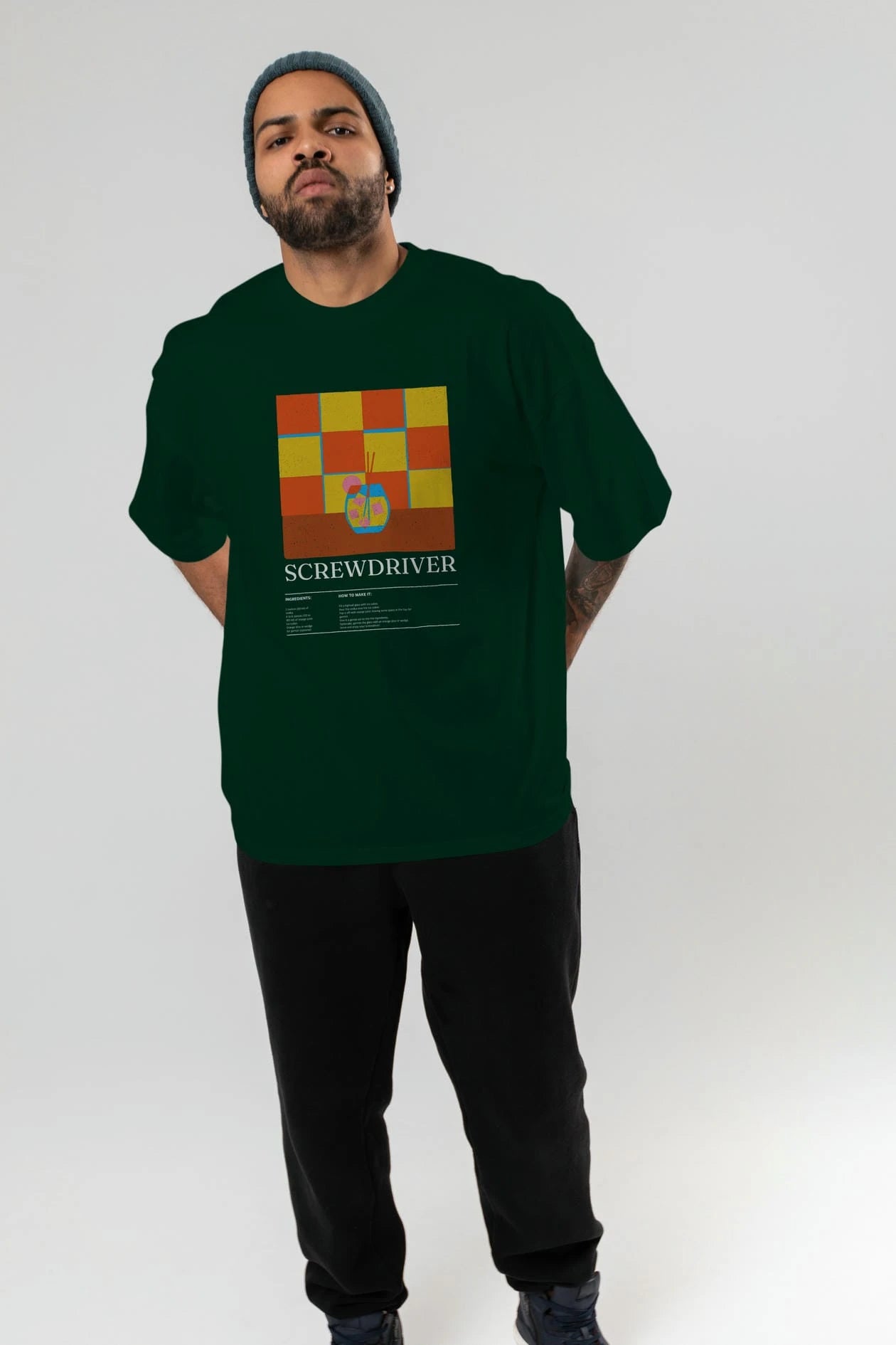 Screwdriver Kokteyl Ön Baskılı Oversize t-shirt Erkek Kadın %100 Pamuk Bisiklet Yaka tişort