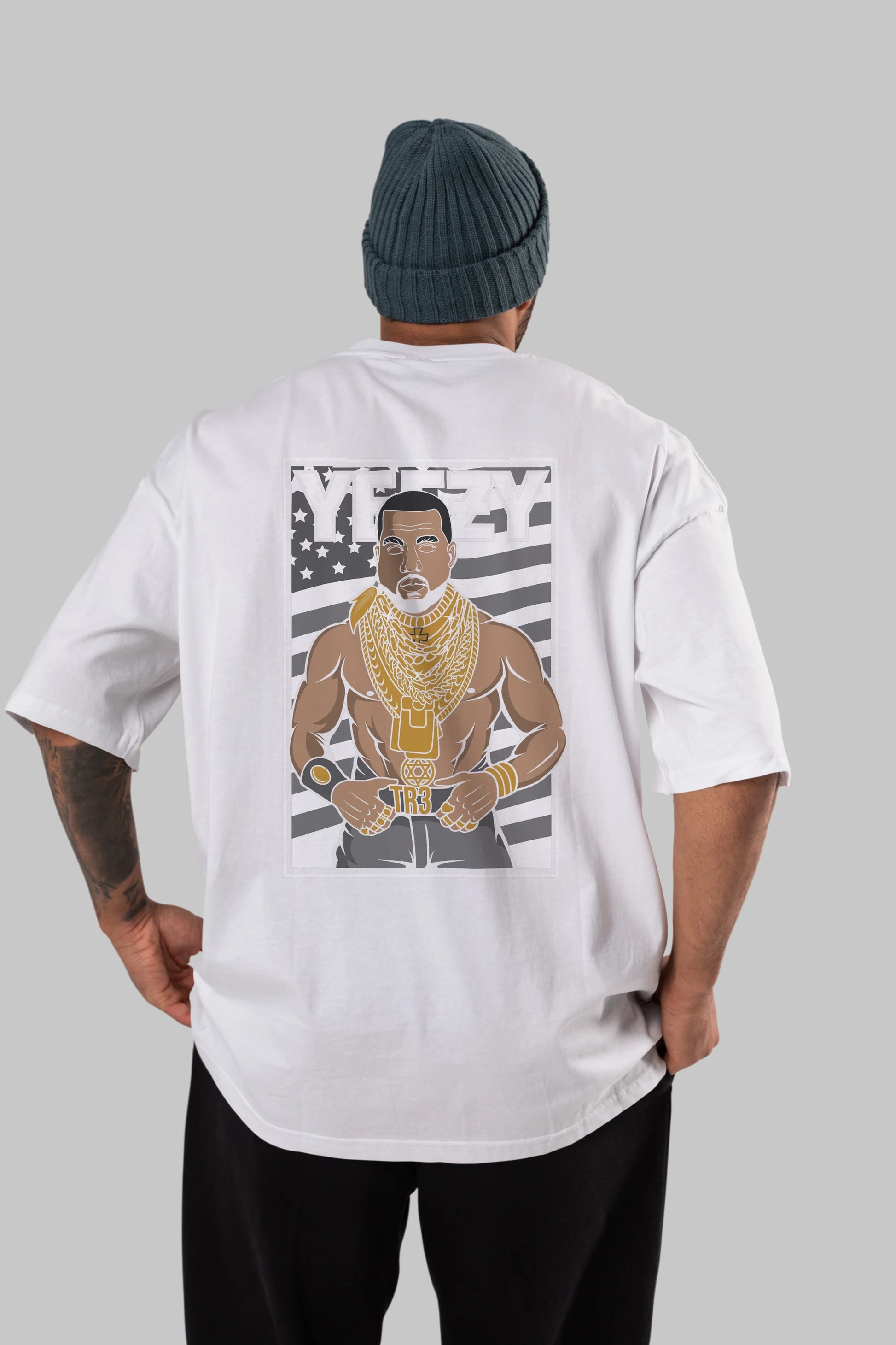 Mr.T Arka Baskılı Oversize t-shirt Erkek Kadın Unisex %100 Pamuk tişort