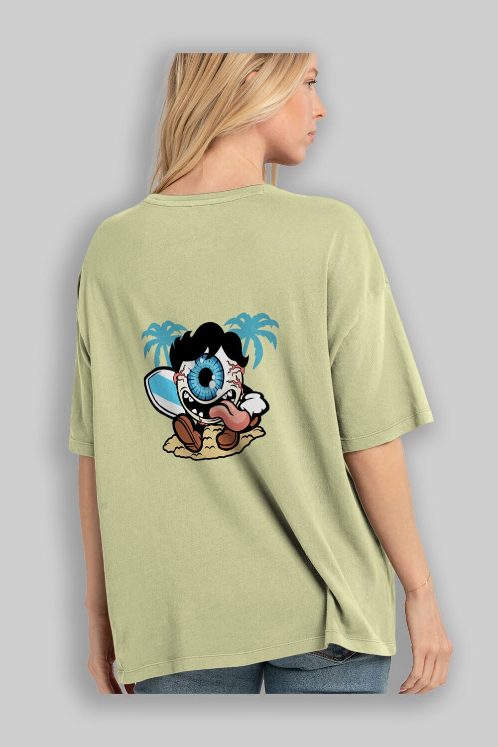 Eye Ball Surfer Arka Baskılı Oversize t-shirt Erkek Kadın Unisex %100 Pamuk tişort