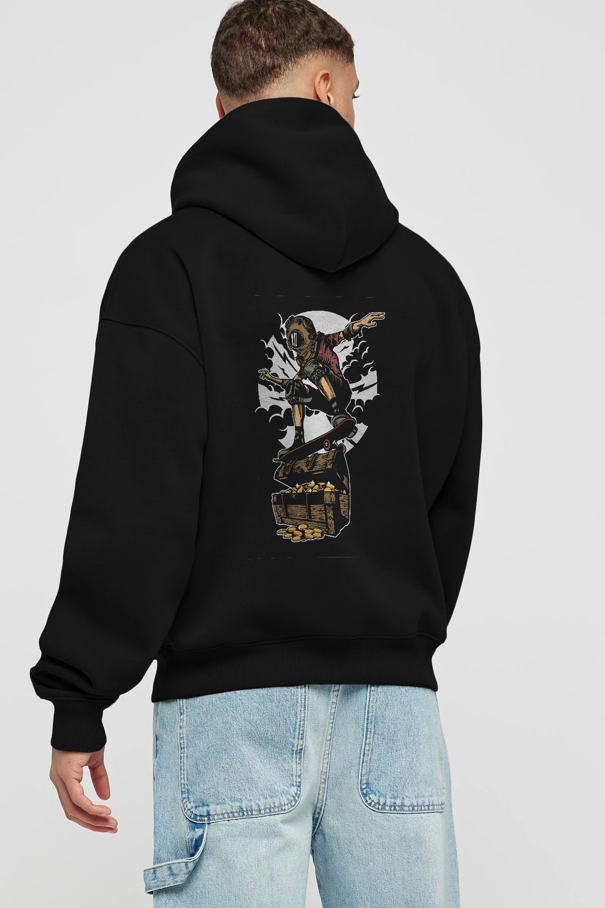 Diver Skater Treasure Arka Baskılı Hoodie Oversize Kapüşonlu Sweatshirt Erkek Kadın Unisex