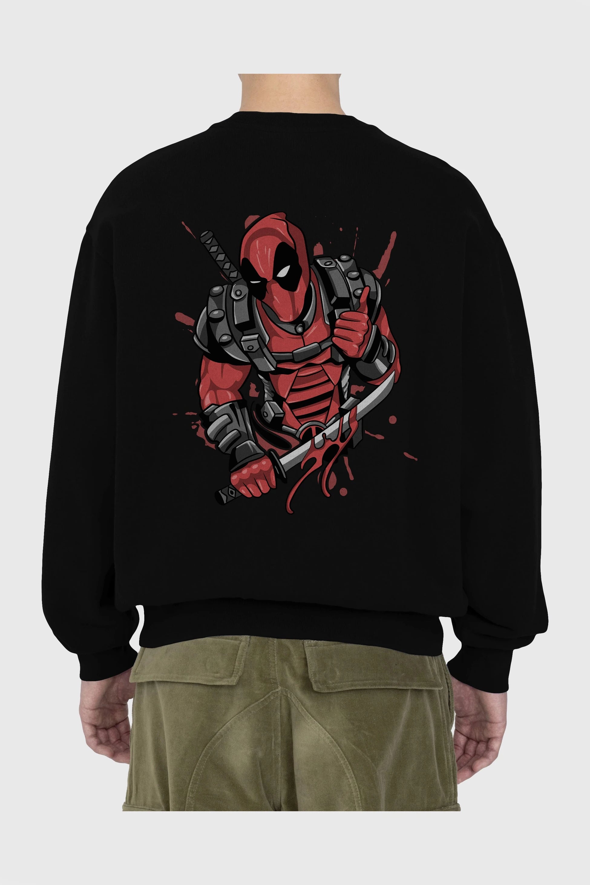 Deadpool (12) Arka Baskılı Oversize Sweatshirt Erkek Kadın Unisex