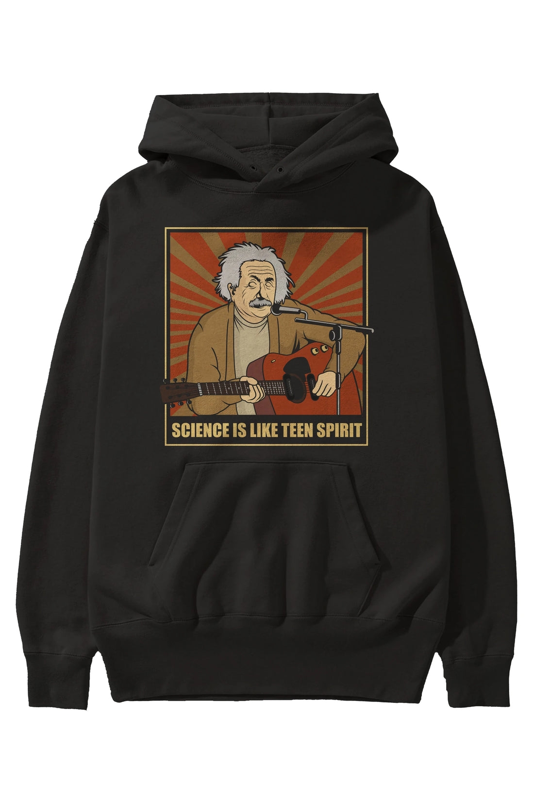 Kurt Einstein Ön Baskılı Hoodie Oversize Kapüşonlu Sweatshirt Erkek Kadın Unisex