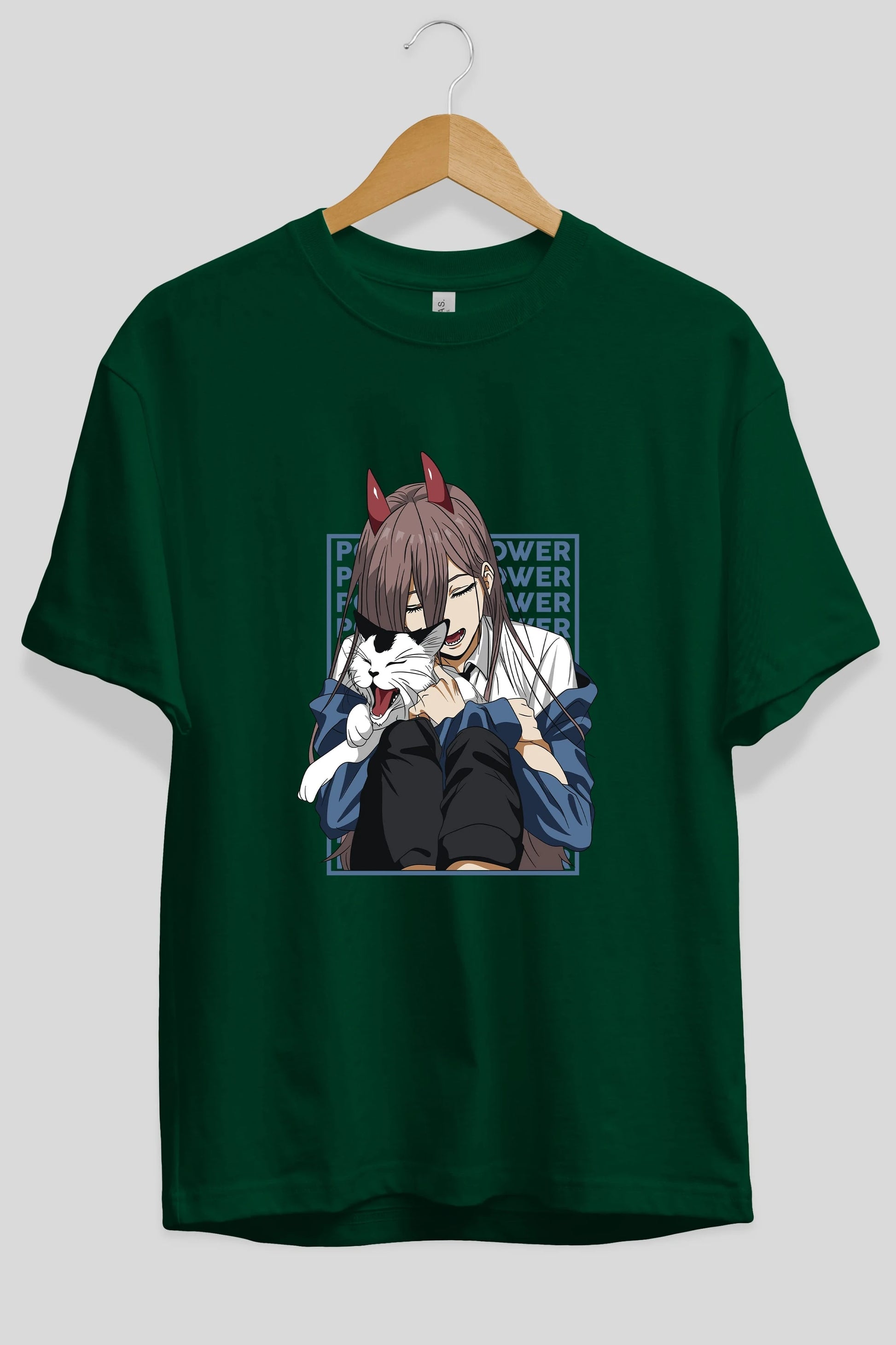 POWER CHAINSAWMAN Anime Ön Baskılı Oversize t-shirt %100 pamuk Erkek Kadın Unisex