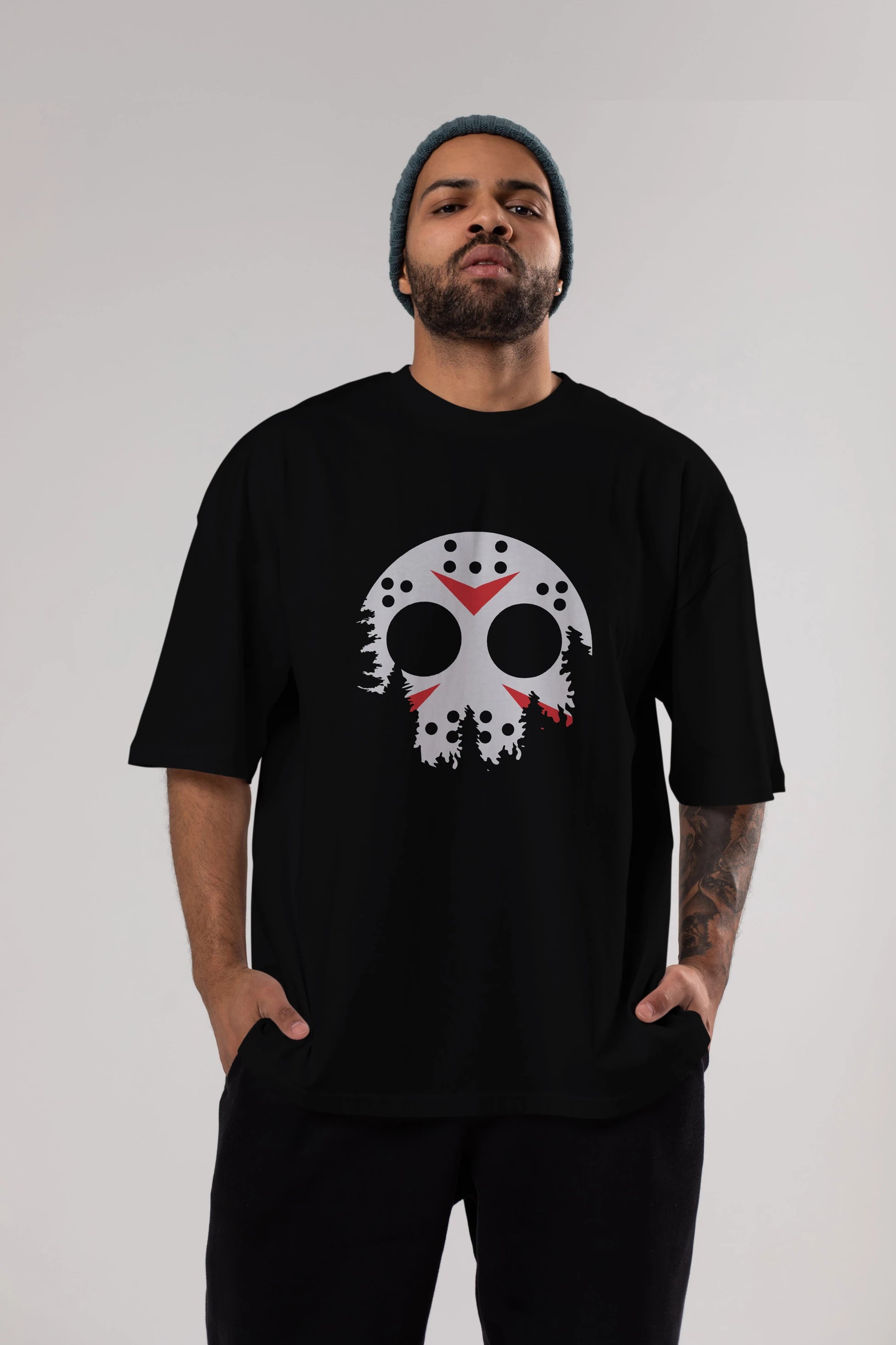 Jason Moon Ön Baskılı Oversize t-shirt %100 pamuk Erkek Kadın Unisex