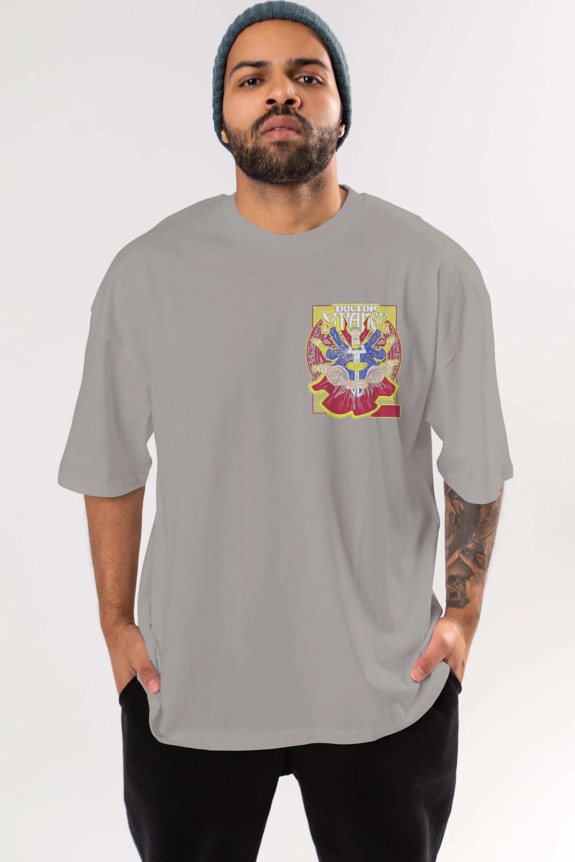 Doctor Strange (1) Ön Sol Baskılı Oversize t-shirt Erkek Kadın Unisex %100 Pamuk Bisiklet Yaka tişort